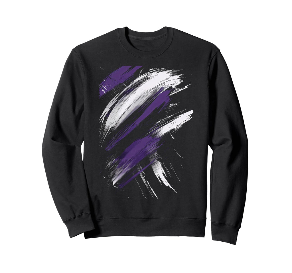 Purple And Black Brushstrokes Sweatshirt - Unique Graphic for Adults - T-Shirt, Sweatshirt, Hoodie