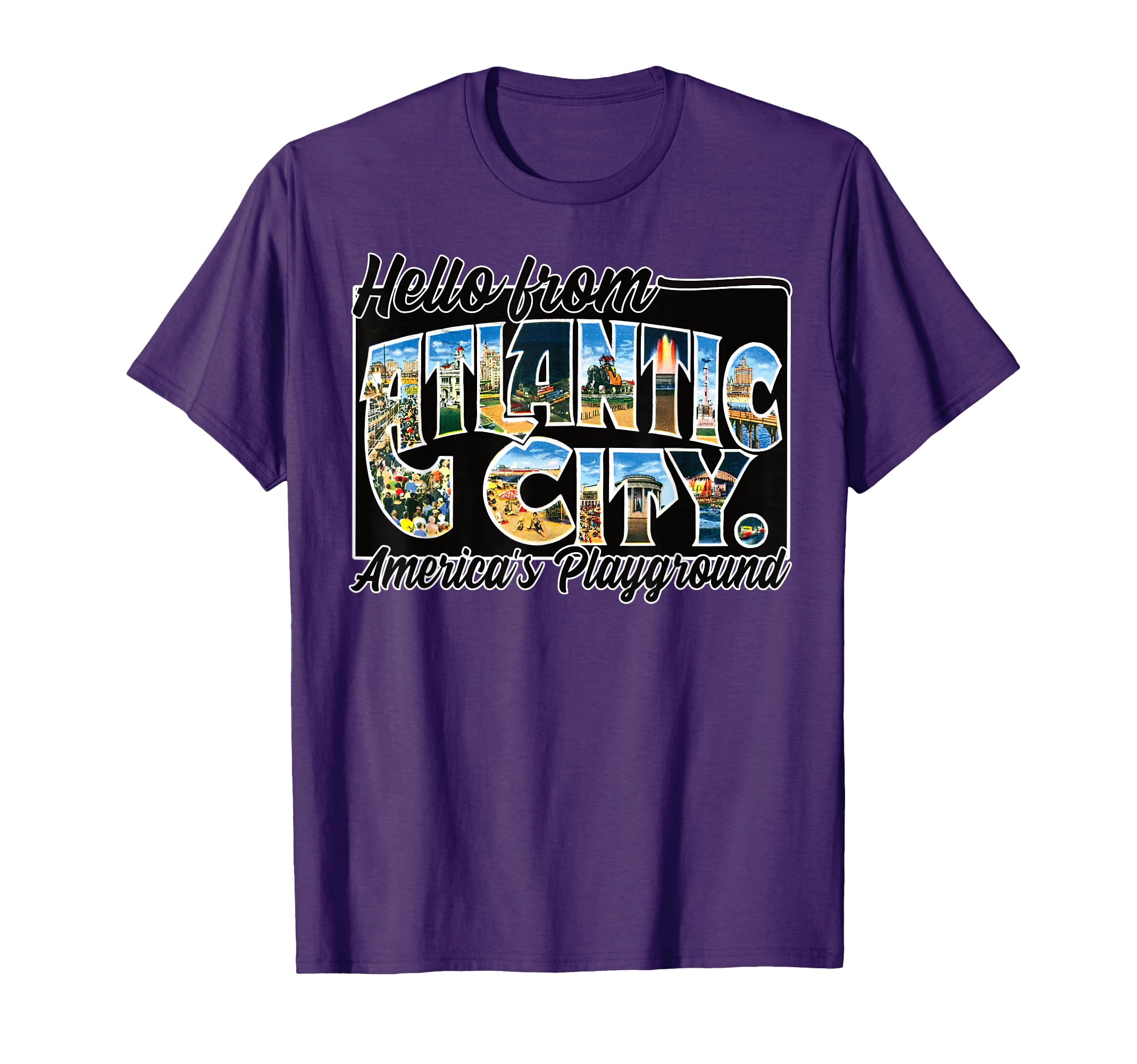 Atlantic City Nj Postcard Souvenir T-Shirt - Custom Art Print Men Women - T-Shirt, Sweatshirt, Hoodie
