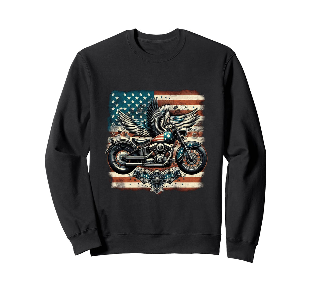 Ts Shop American Usa Flag Motorcycle Hoodie - Custom Art Print Unisex - T-Shirt, Sweatshirt, Hoodie