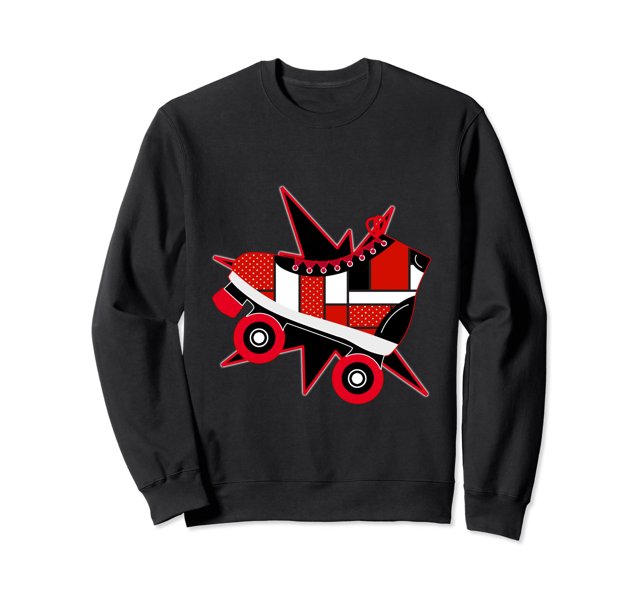 Block Art Red Black Roller Skating Sweatshirt - Custom Art Print for Adults - T-Shirt, Sweatshirt, Hoodie