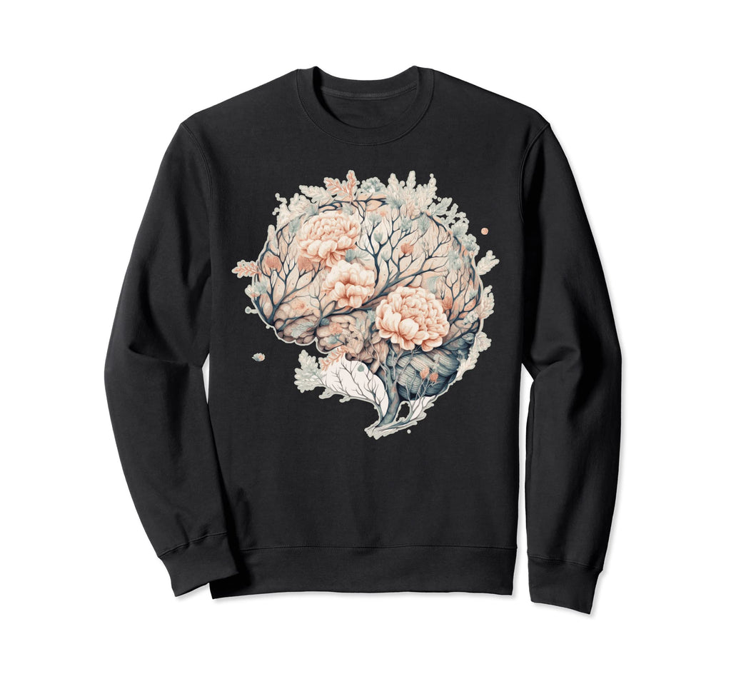 Brain Flower Neuro Science Floral Sweatshirt - Graphic Print for Adults - T-Shirt, Sweatshirt, Hoodie