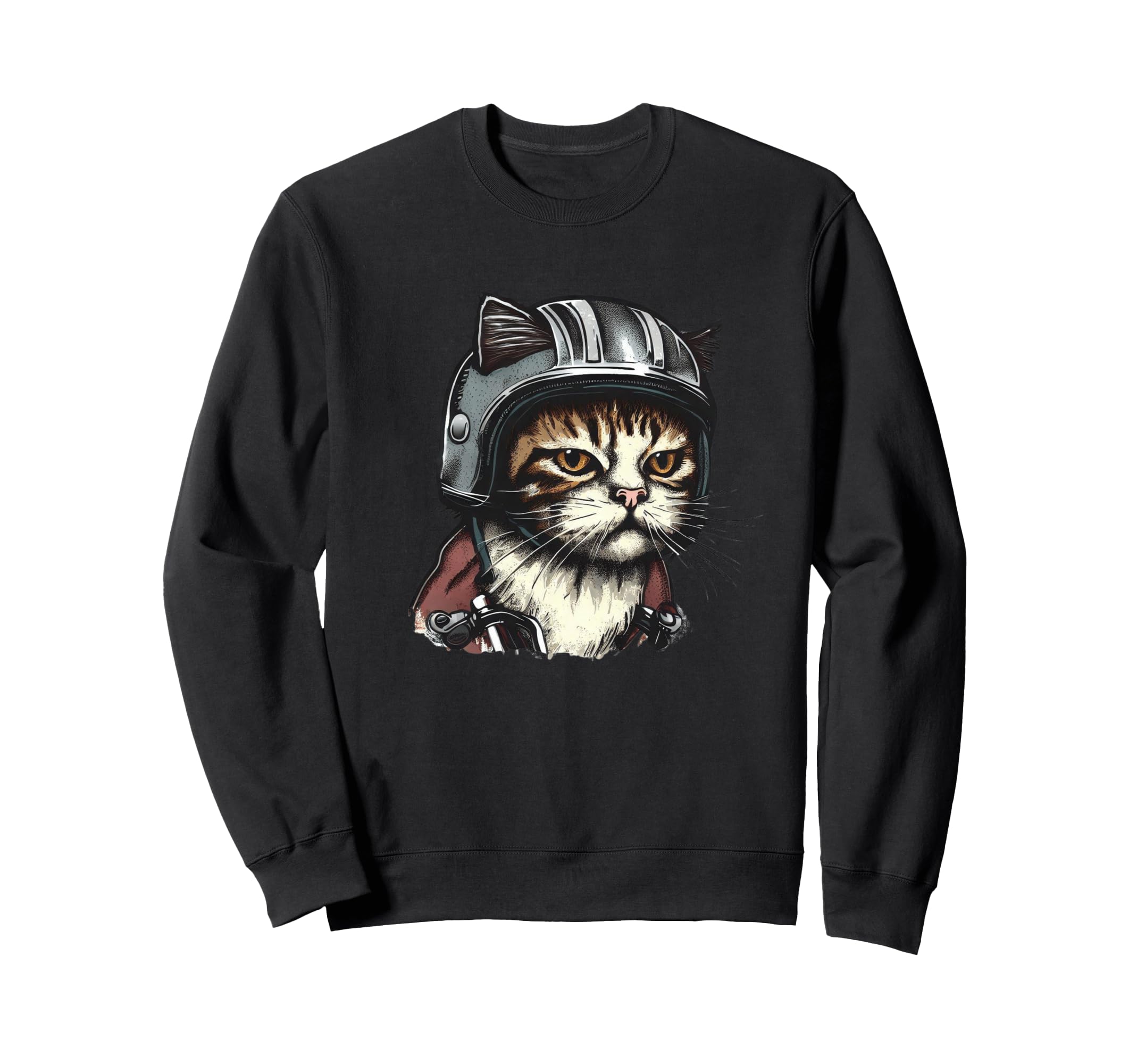 Old School Cat Wearing Motorcycle Sweatshirt - Trendy Graphic Men Women - T-Shirt, Sweatshirt, Hoodie