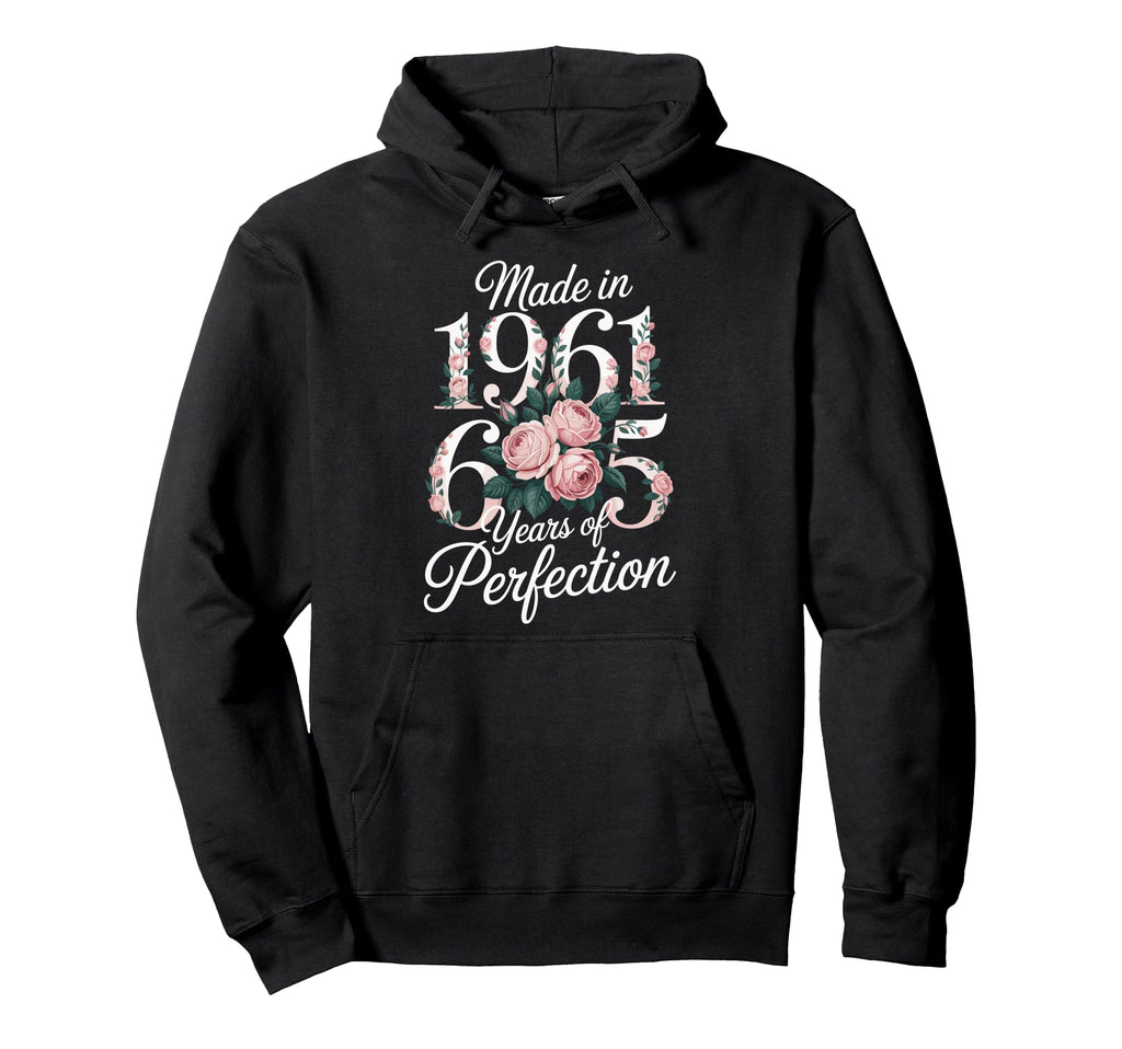 1961 Birthday 65 Years Perfection Floral Hoodie - Trendy Graphic for Adults - T-Shirt, Sweatshirt, Hoodie