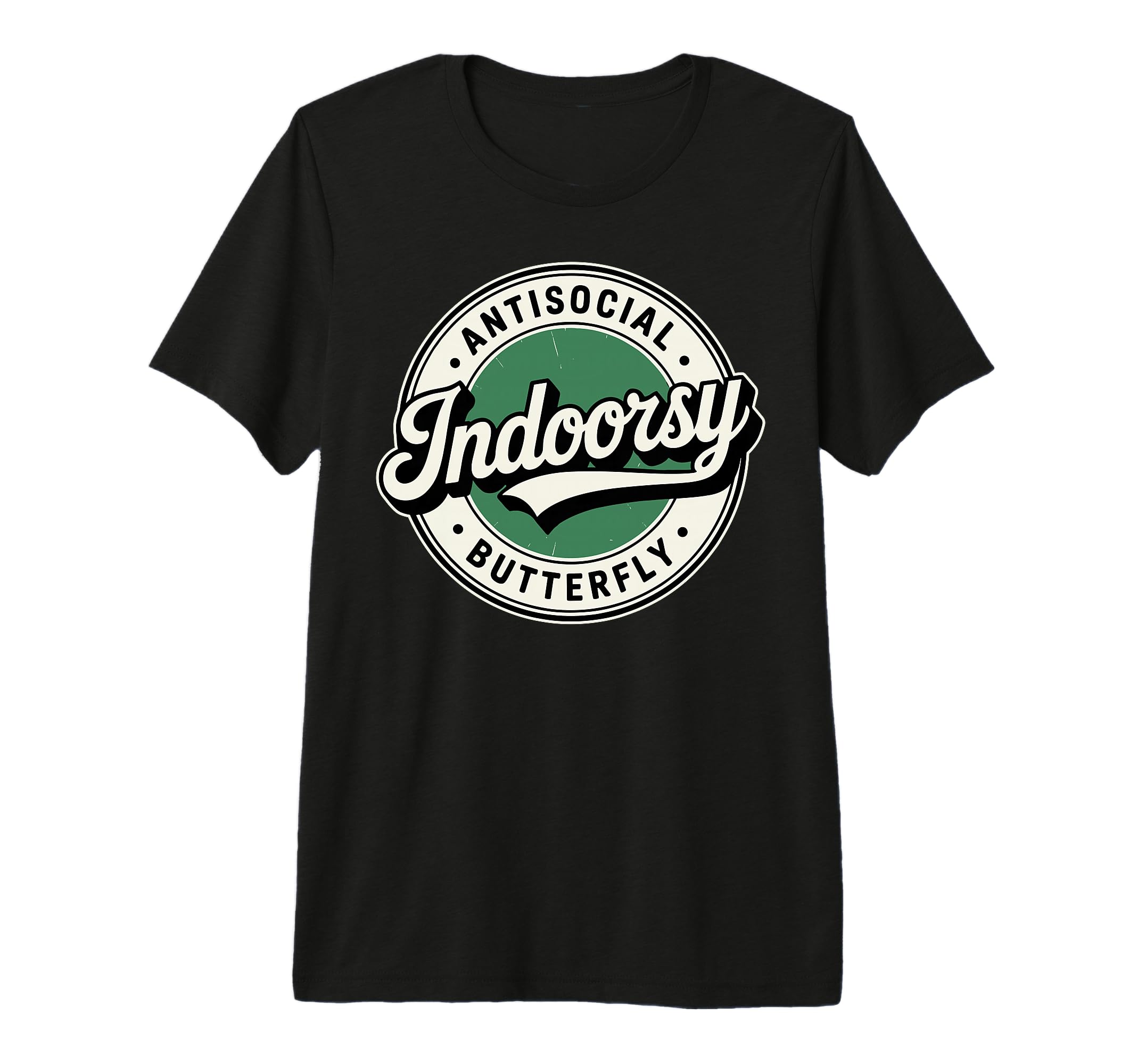 Indoorsy Antisocial Butterfly Badge T-Shirt - Custom Art Print Unisex - T-Shirt, Sweatshirt, Hoodie