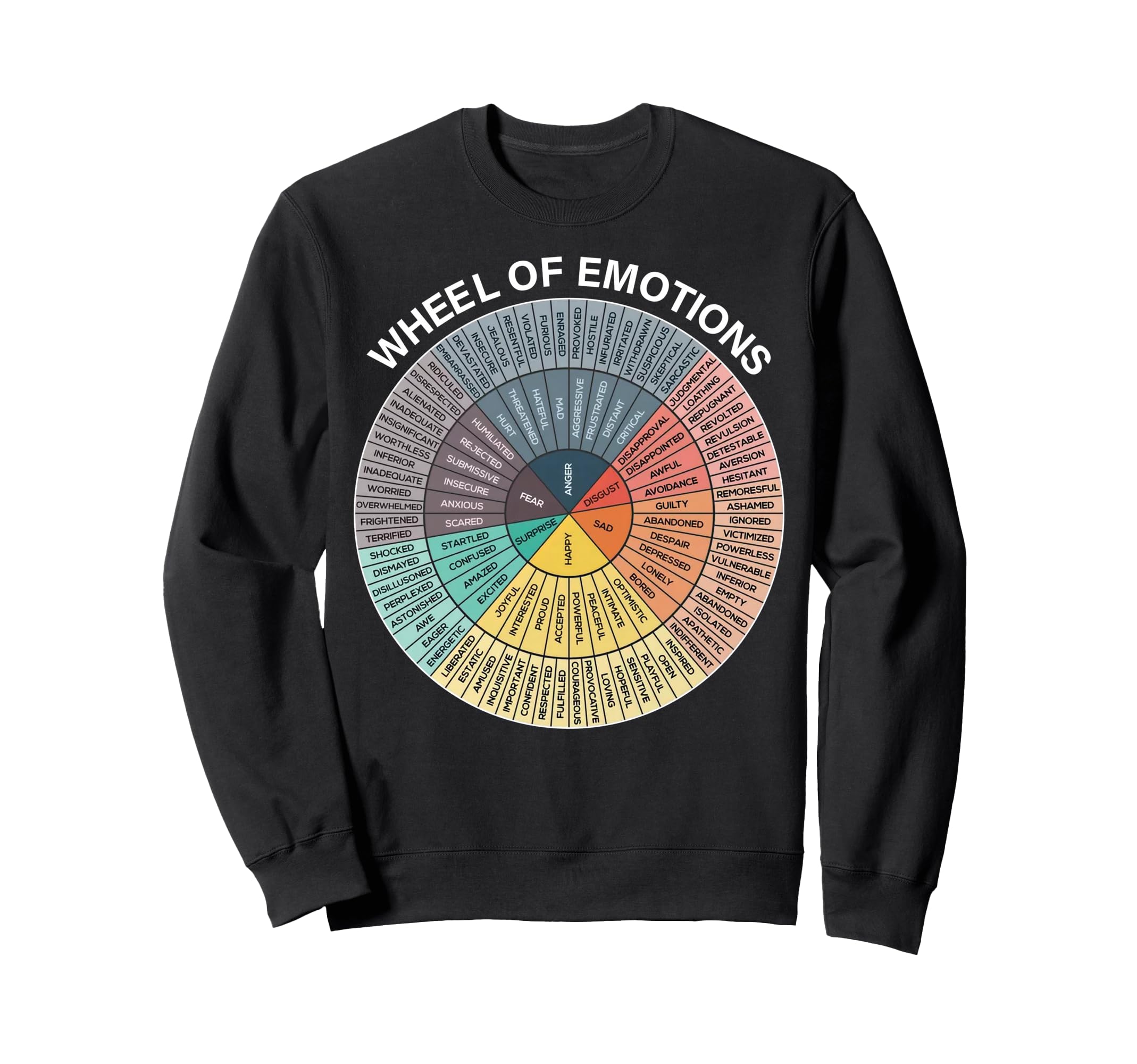 Feelings Wheel Emotion Chart Mental Sweatshirt - Graphic Print for Adults - T-Shirt, Sweatshirt, Hoodie