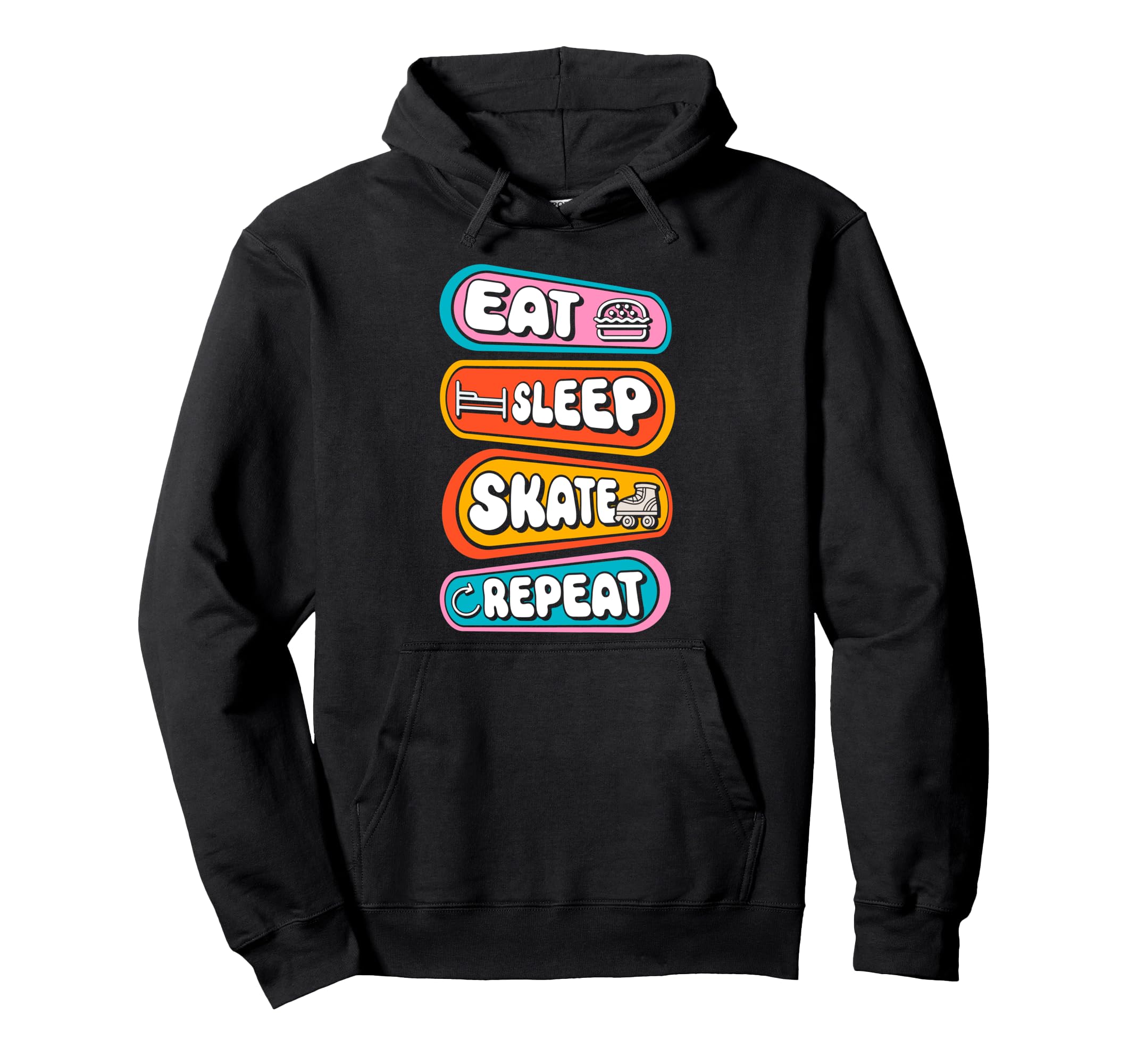 Roller Skating Skate 1970S Eat Sleep Skate Hoodie - Novelty Apparel Unisex - T-Shirt, Sweatshirt, Hoodie