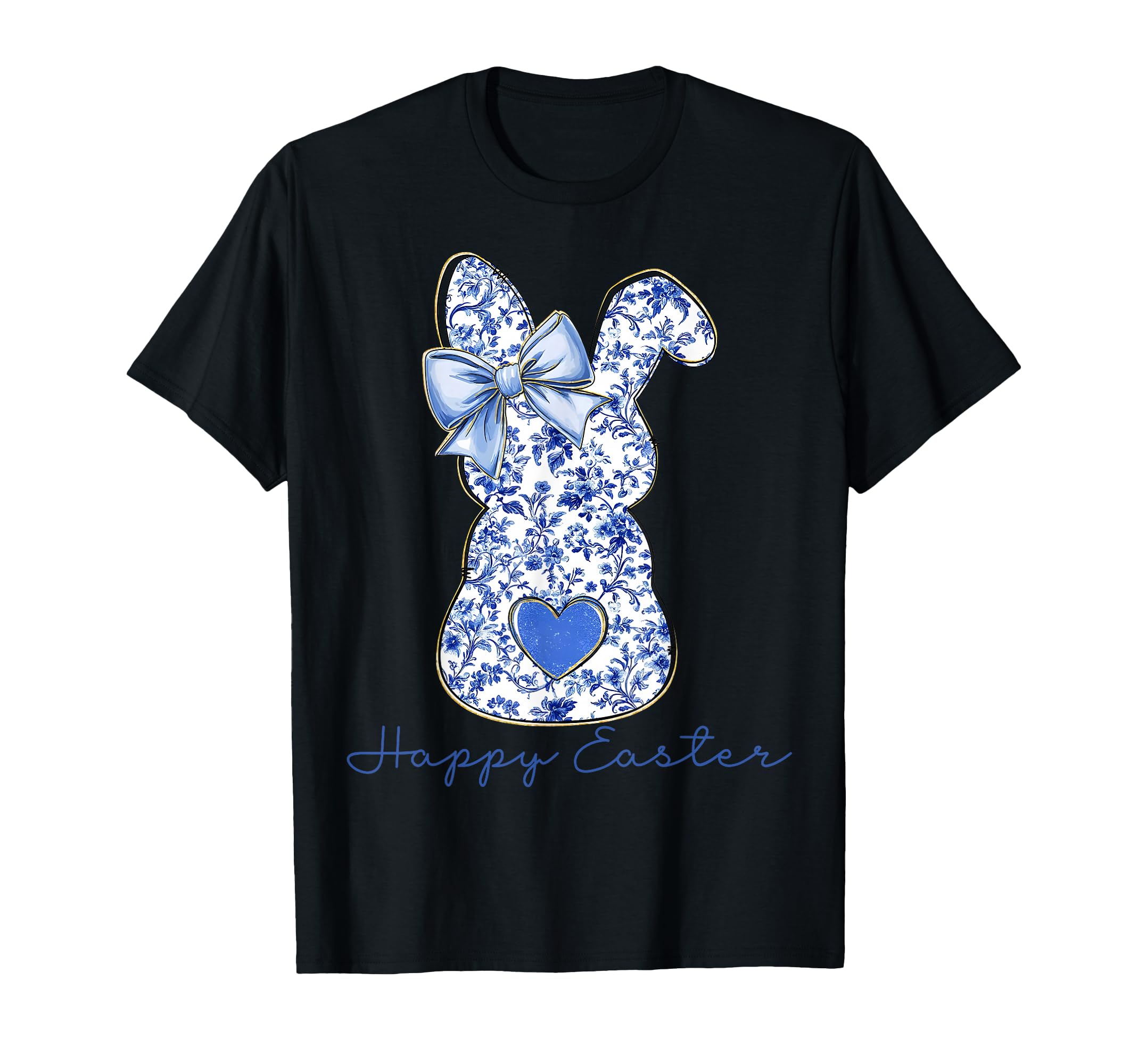Happy Easter Chinoiserie Floral Bunny T-Shirt - Aesthetic Graphic Unisex - T-Shirt, Sweatshirt, Hoodie