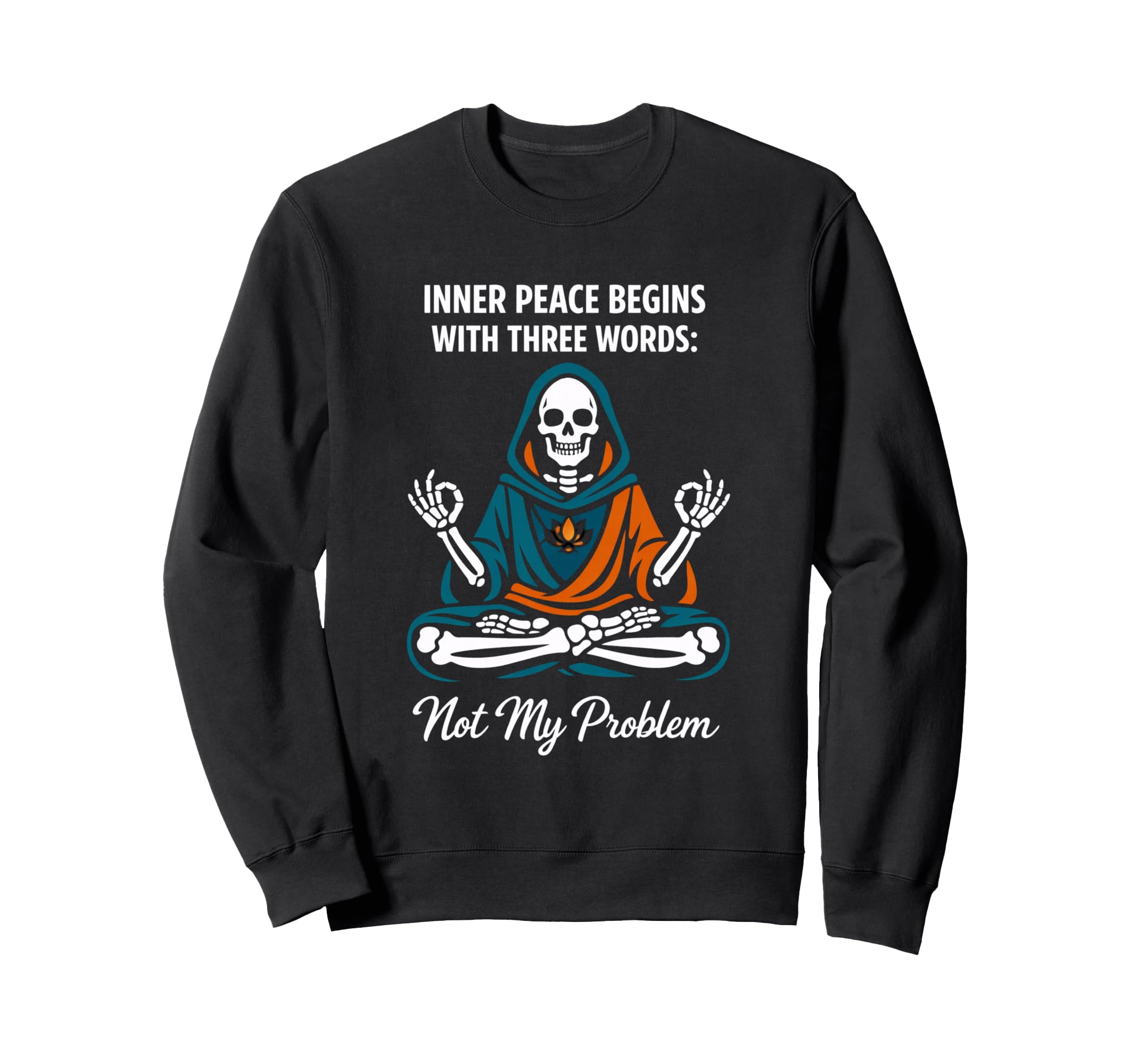Skeleton Meditation Inner Sweatshirt - Casual Everyday Wear Men Women - T-Shirt, Sweatshirt, Hoodie
