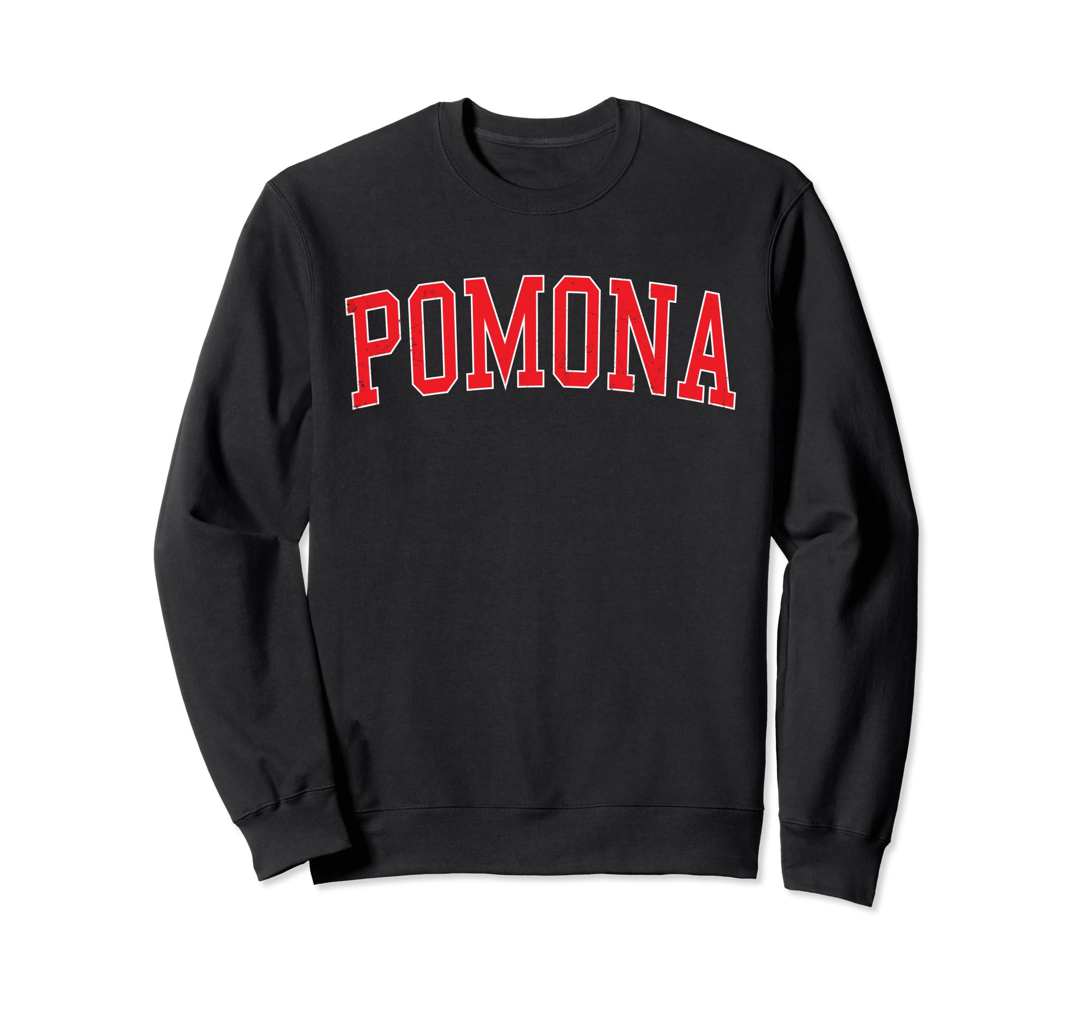 Pomona Nj Distressed Red Varsity Sweatshirt - Aesthetic Graphic for Adults - T-Shirt, Sweatshirt, Hoodie