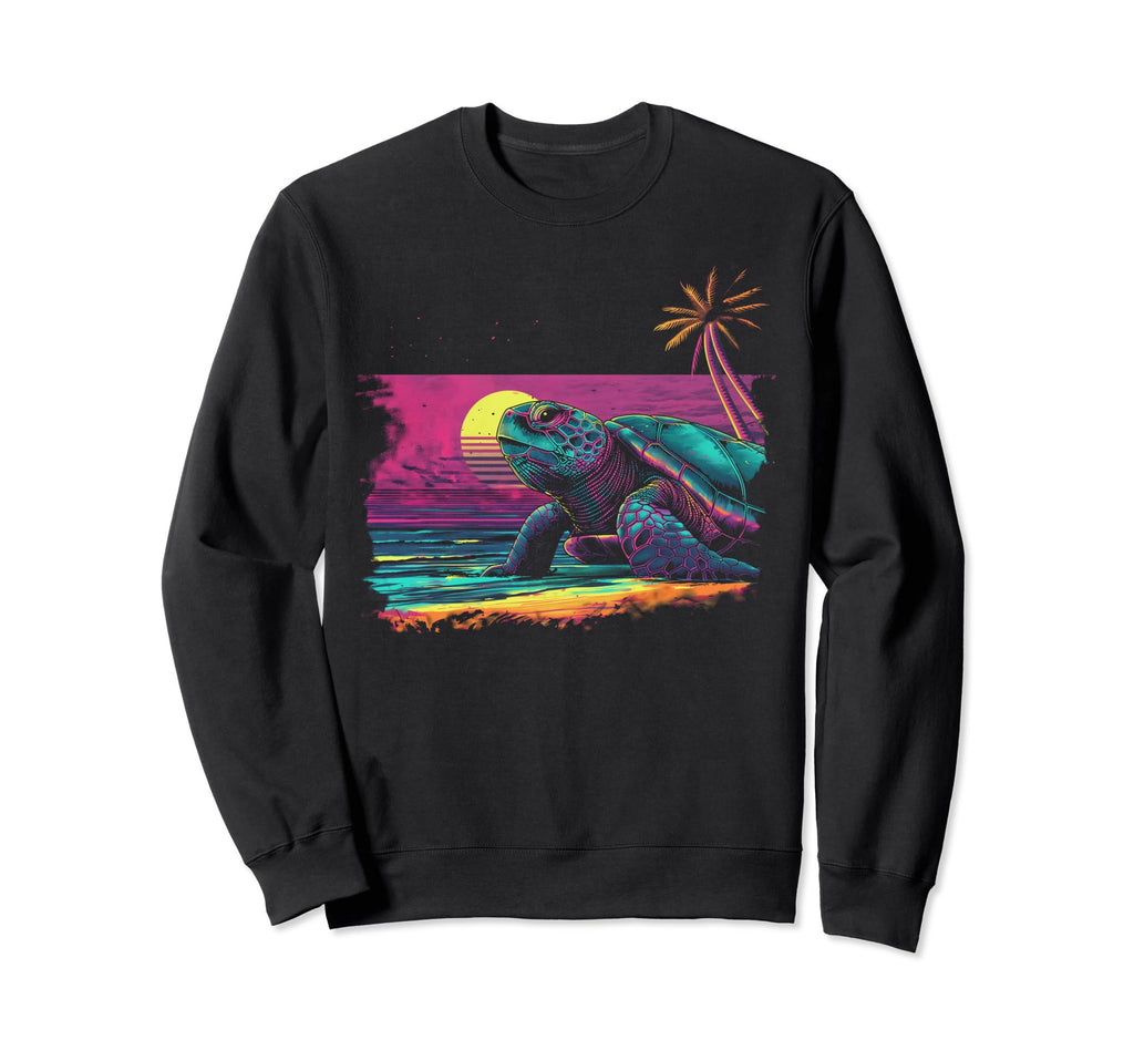 Turtle Vaporwave Aesthetic Sweatshirt - Casual Everyday Wear for Adults - T-Shirt, Sweatshirt, Hoodie