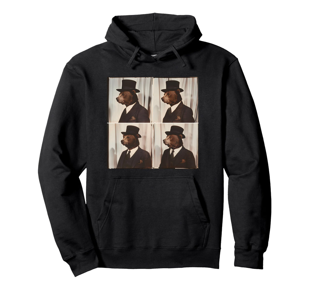 Bear Victorian Animal Hoodie - Minimalist Print Men Women - T-Shirt, Sweatshirt, Hoodie