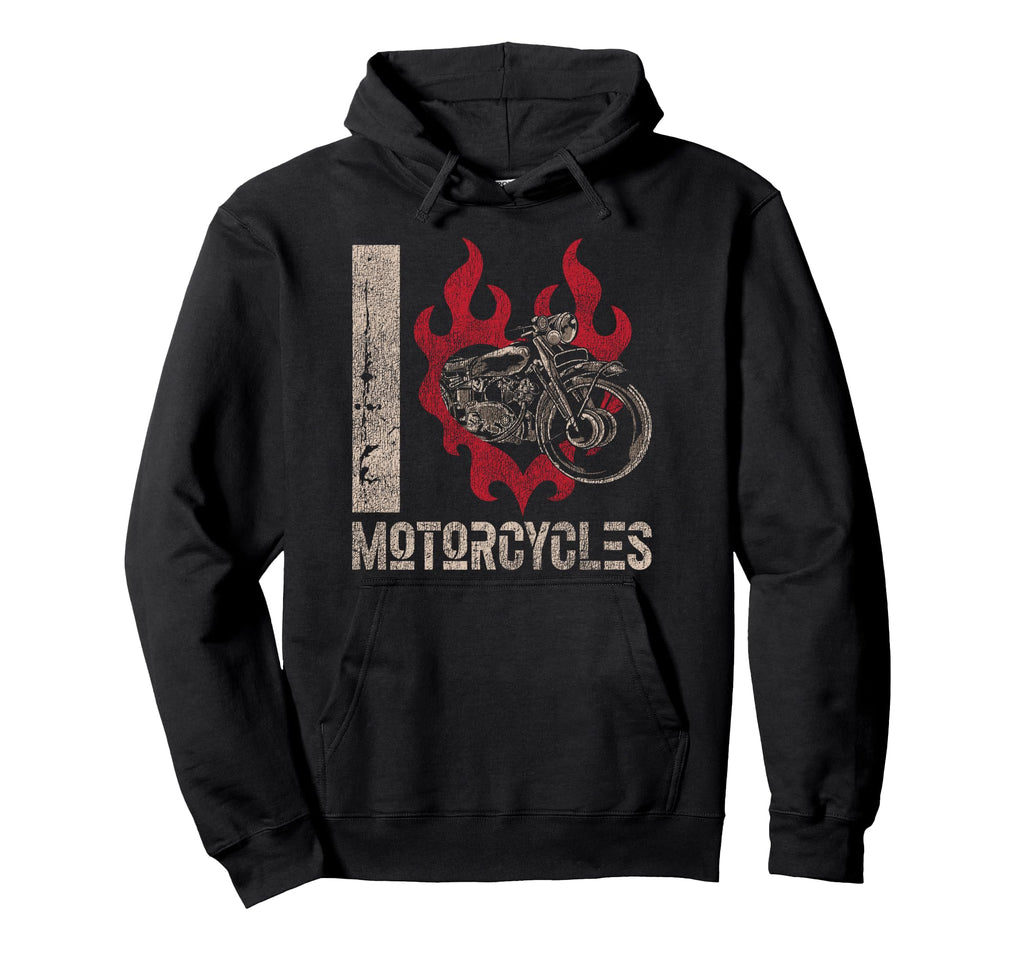 Motorcycle Biker Heart I Love Hoodie - Aesthetic Graphic for Adults - T-Shirt, Sweatshirt, Hoodie