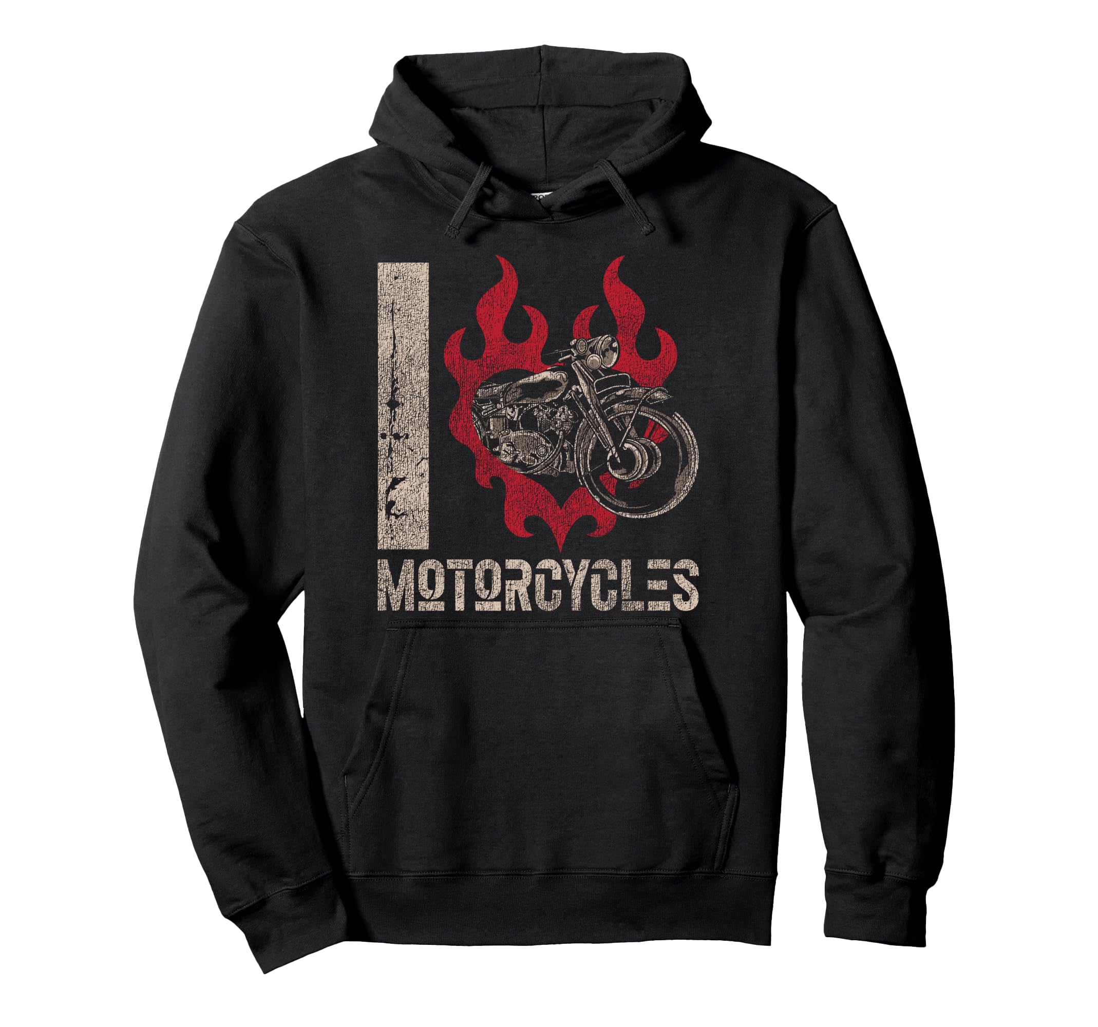 Motorcycle Biker Heart I Love Hoodie - Aesthetic Graphic for Adults - T-Shirt, Sweatshirt, Hoodie