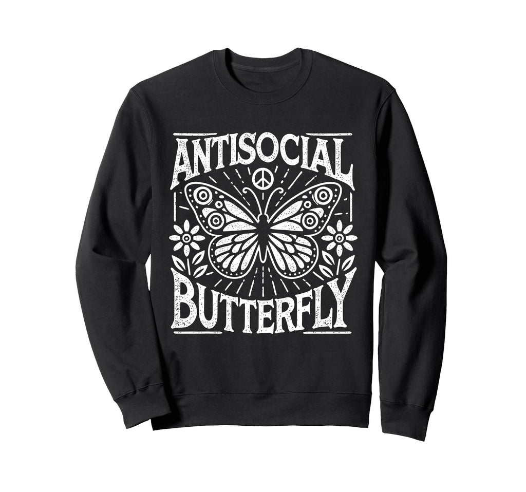 Antisocial Butterfly Sweatshirt - Custom Art Print for Adults - T-Shirt, Sweatshirt, Hoodie