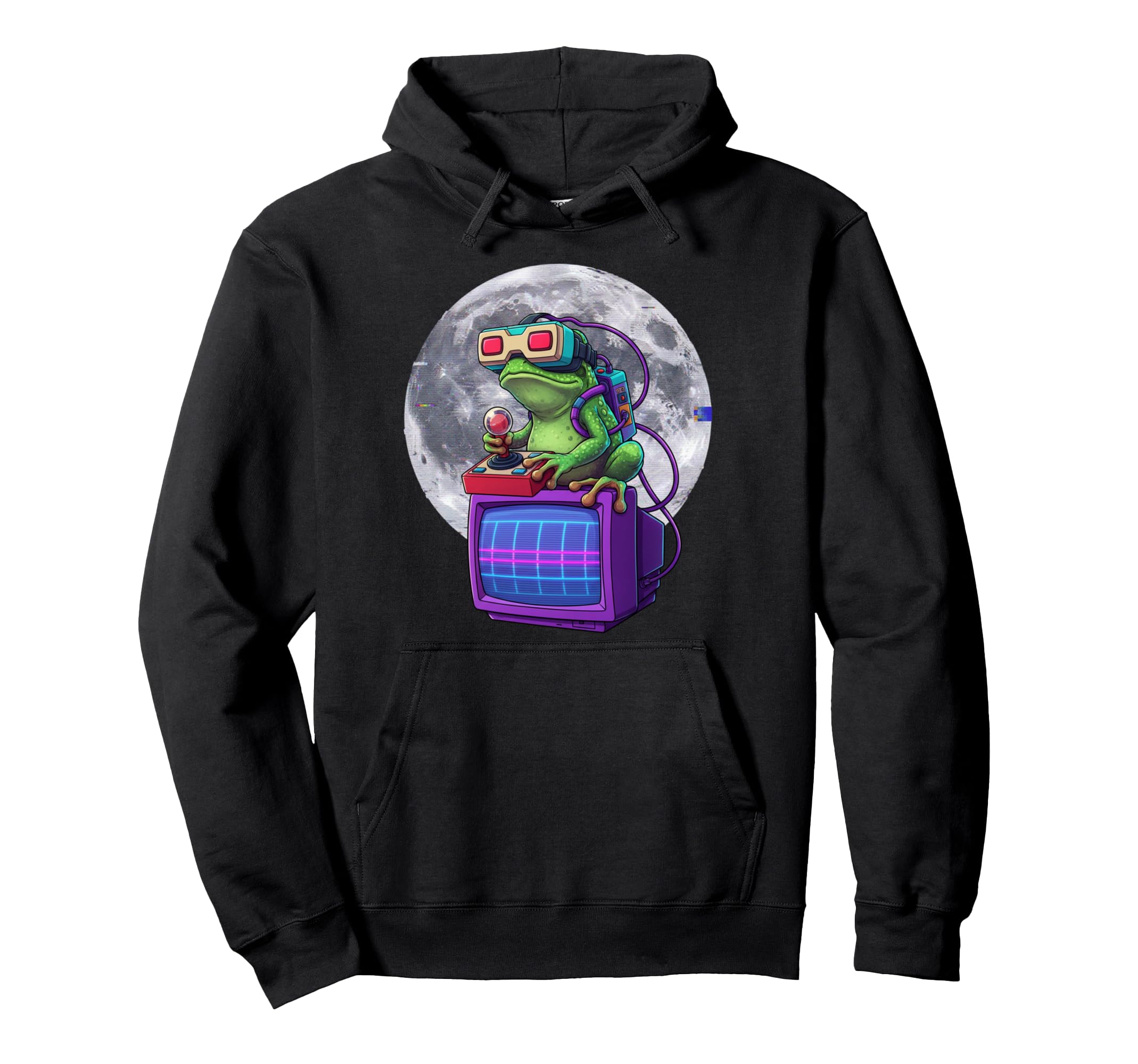 Vr Frog 80S Gamer Moon Aesthetic Hoodie - Custom Art Print Men Women - T-Shirt, Sweatshirt, Hoodie