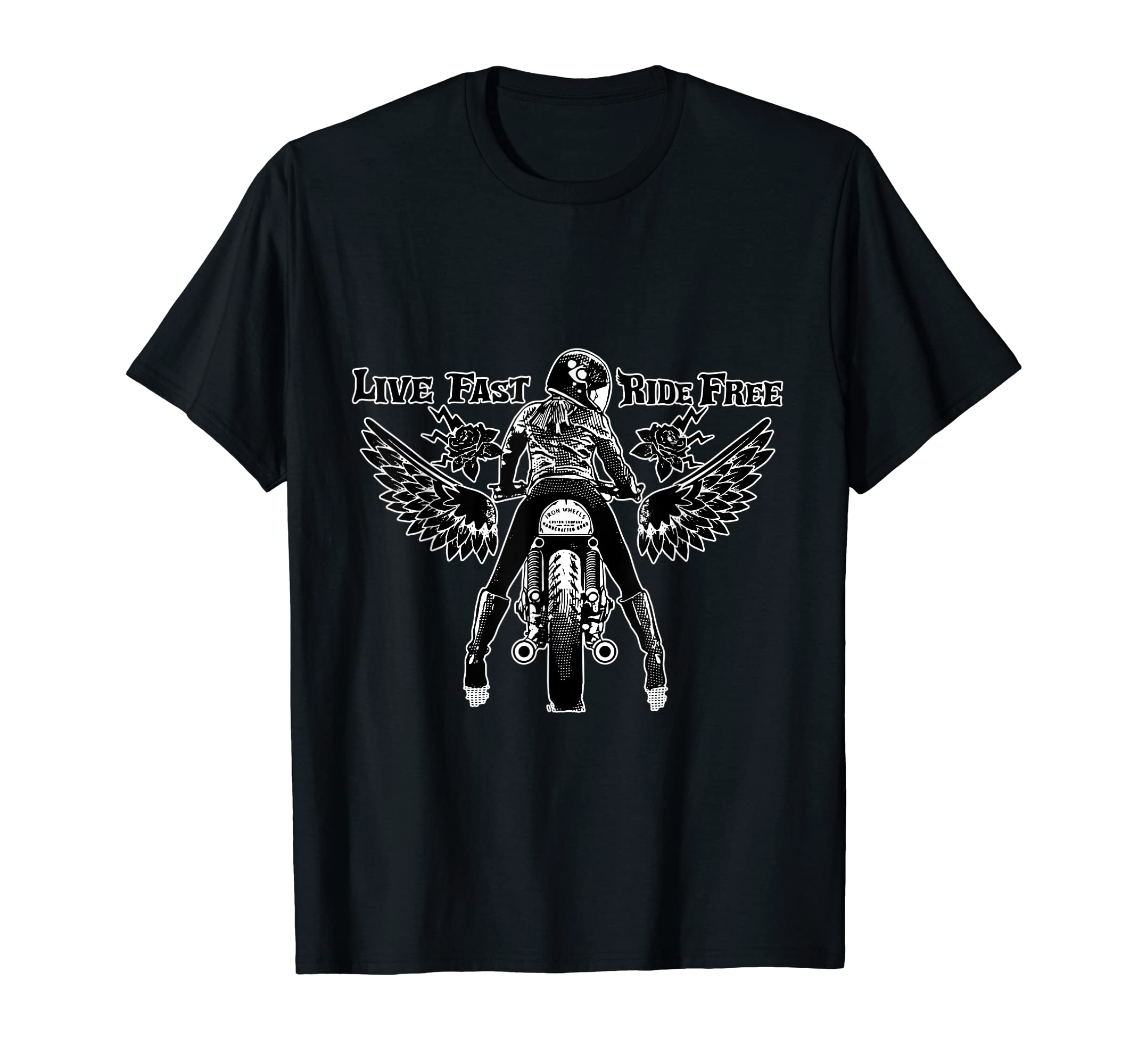 Live Fast Ride Free Motorcycle Rock N T-Shirt - Custom Art Print Unisex - T-Shirt, Sweatshirt, Hoodie