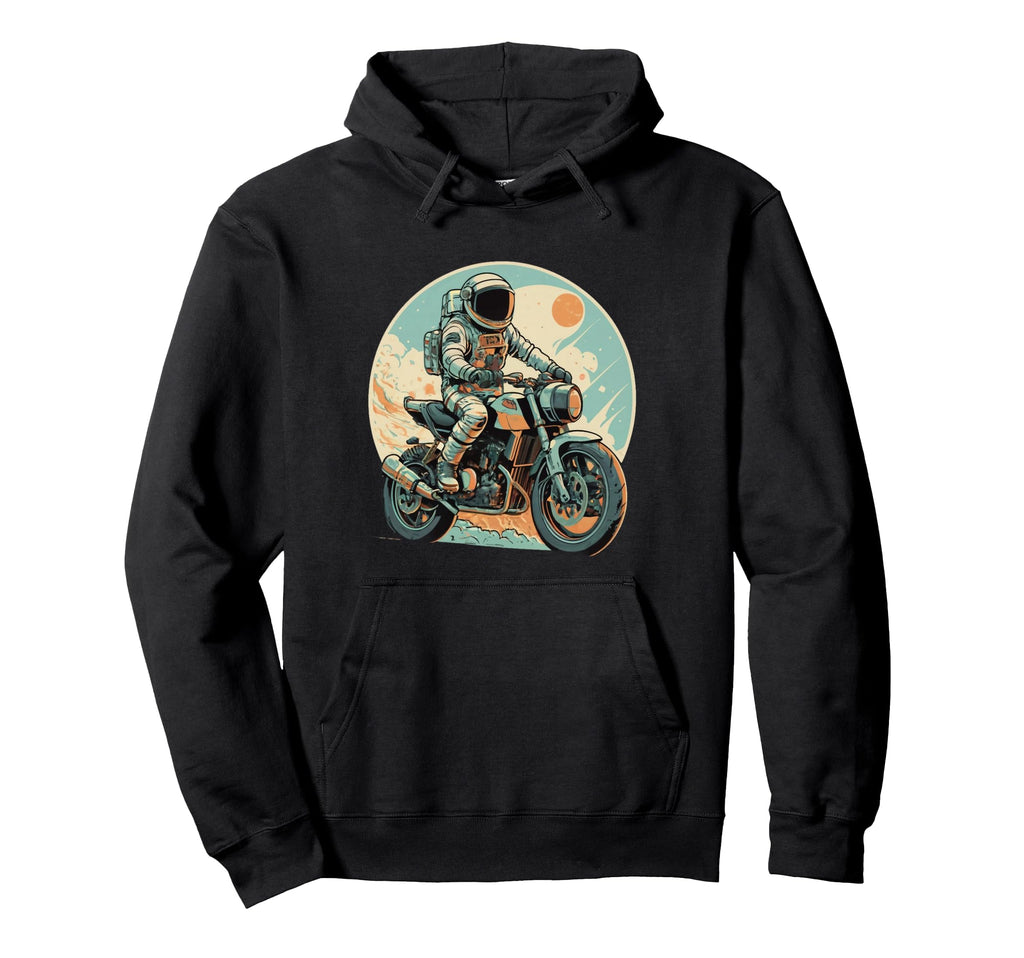 Astronaut Riding Motorcycle Space Hoodie - Custom Art Print Unisex - T-Shirt, Sweatshirt, Hoodie
