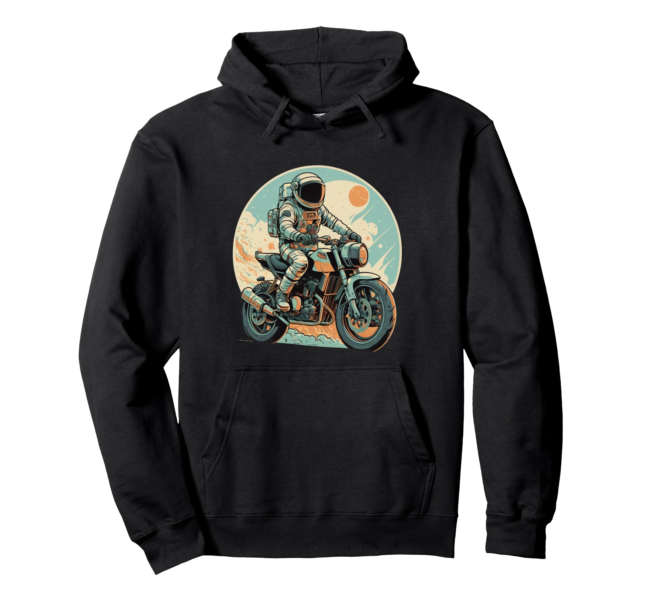 Astronaut Riding Motorcycle Space Hoodie - Custom Art Print Unisex - T-Shirt, Sweatshirt, Hoodie