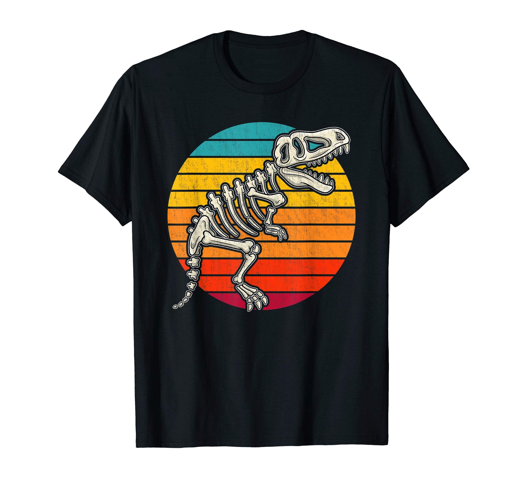 Dinosaur Skeleton Sunset Funny School T-Shirt - Minimalist Print Unisex - T-Shirt, Sweatshirt, Hoodie