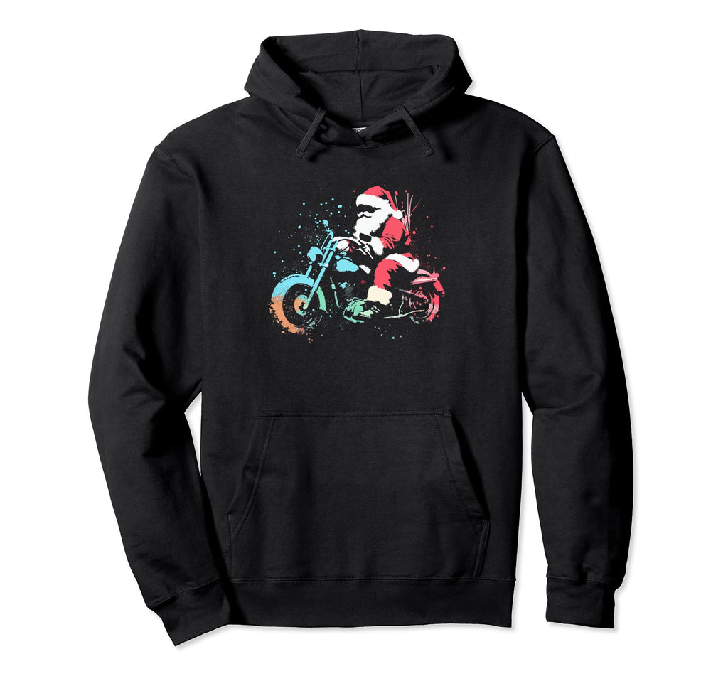 Santa Claus Motorcycle Biker Lover Hoodie - Casual Everyday Wear Men Women - T-Shirt, Sweatshirt, Hoodie