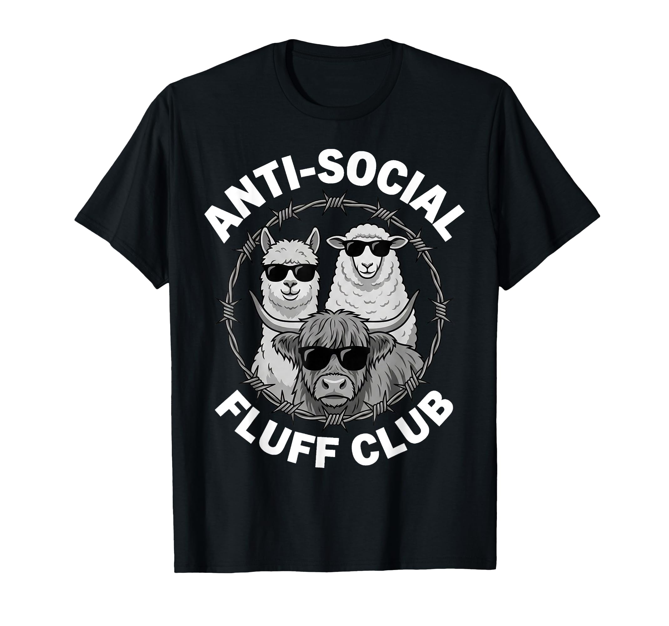 Anti Social Fluff Club Funny Farm T-Shirt - Minimalist Print for Adults - T-Shirt, Sweatshirt, Hoodie