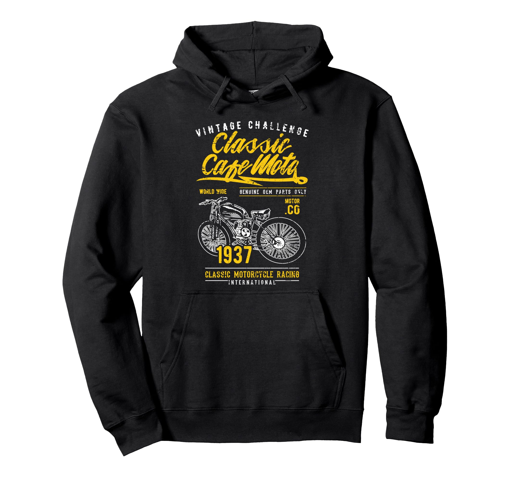Cafe Racer Motorcycle Distressed Hoodie - Casual Everyday Wear Men Women - T-Shirt, Sweatshirt, Hoodie