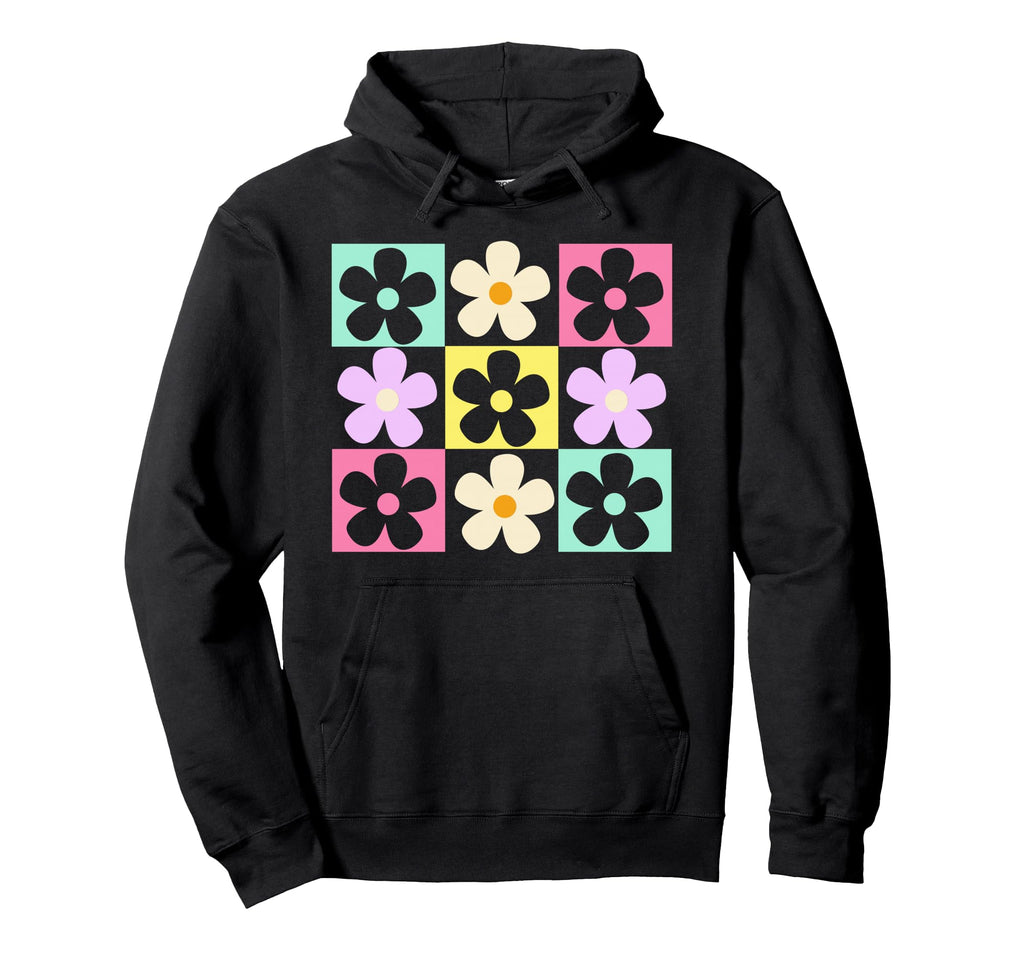 Flower Pattern Groovy Daisy Flower 70S Hoodie - Novelty Apparel Unisex - T-Shirt, Sweatshirt, Hoodie