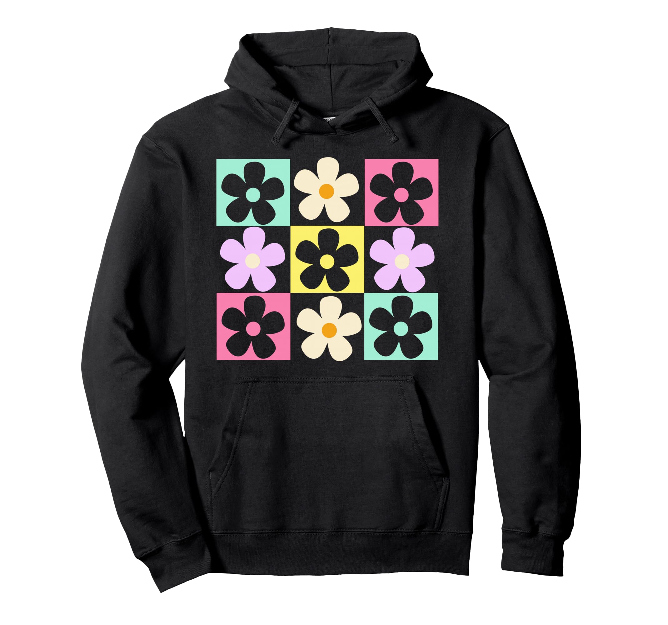 Flower Pattern Groovy Daisy Flower 70S Hoodie - Novelty Apparel Unisex - T-Shirt, Sweatshirt, Hoodie