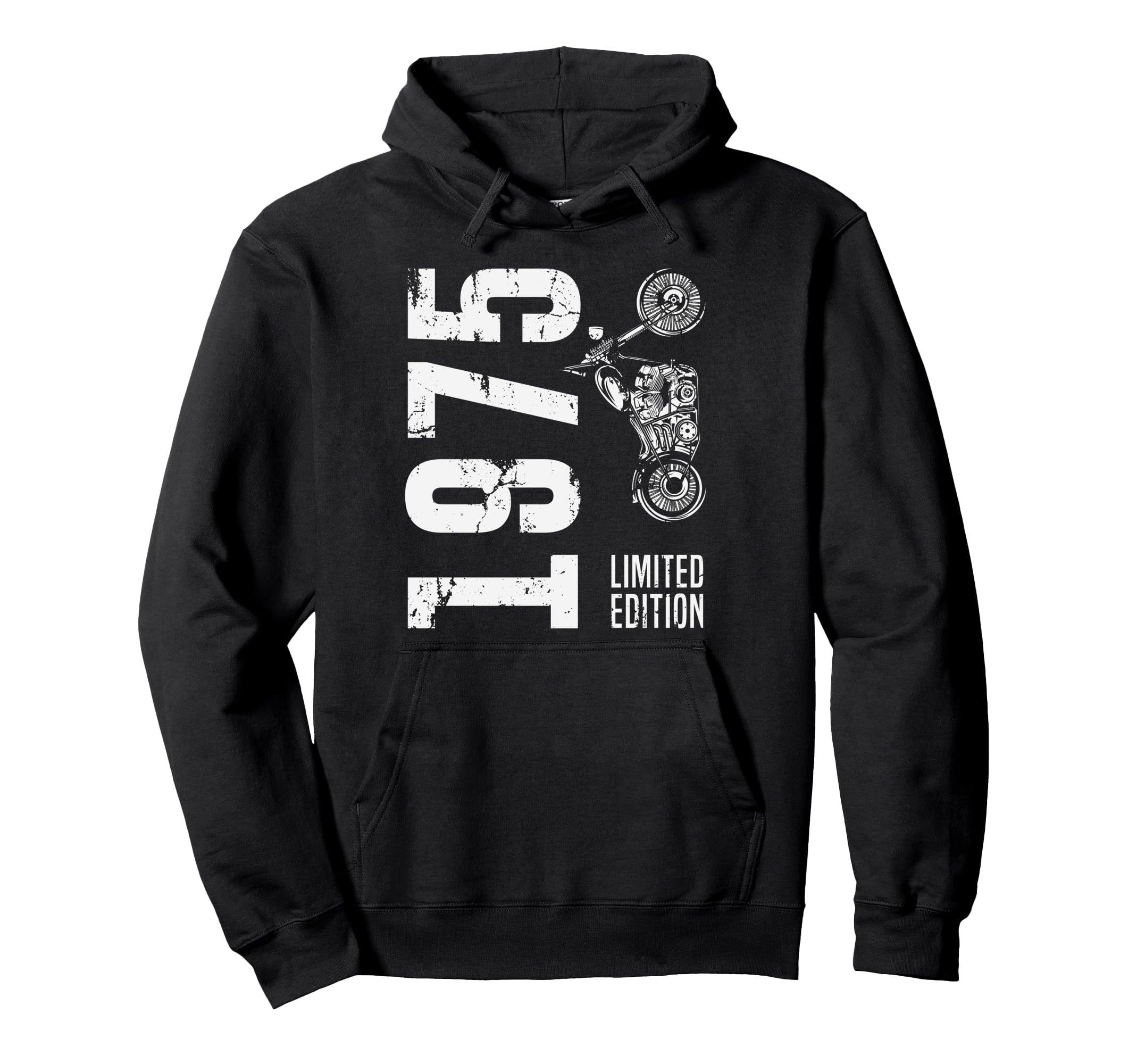 Born 1975 Motorcycle 50Th Birthday Hoodie - Minimalist Print for Adults - T-Shirt, Sweatshirt, Hoodie