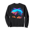 Vaporwave Synthwave Bison American Sweatshirt - Unique Graphic Men Women - T-Shirt, Sweatshirt, Hoodie
