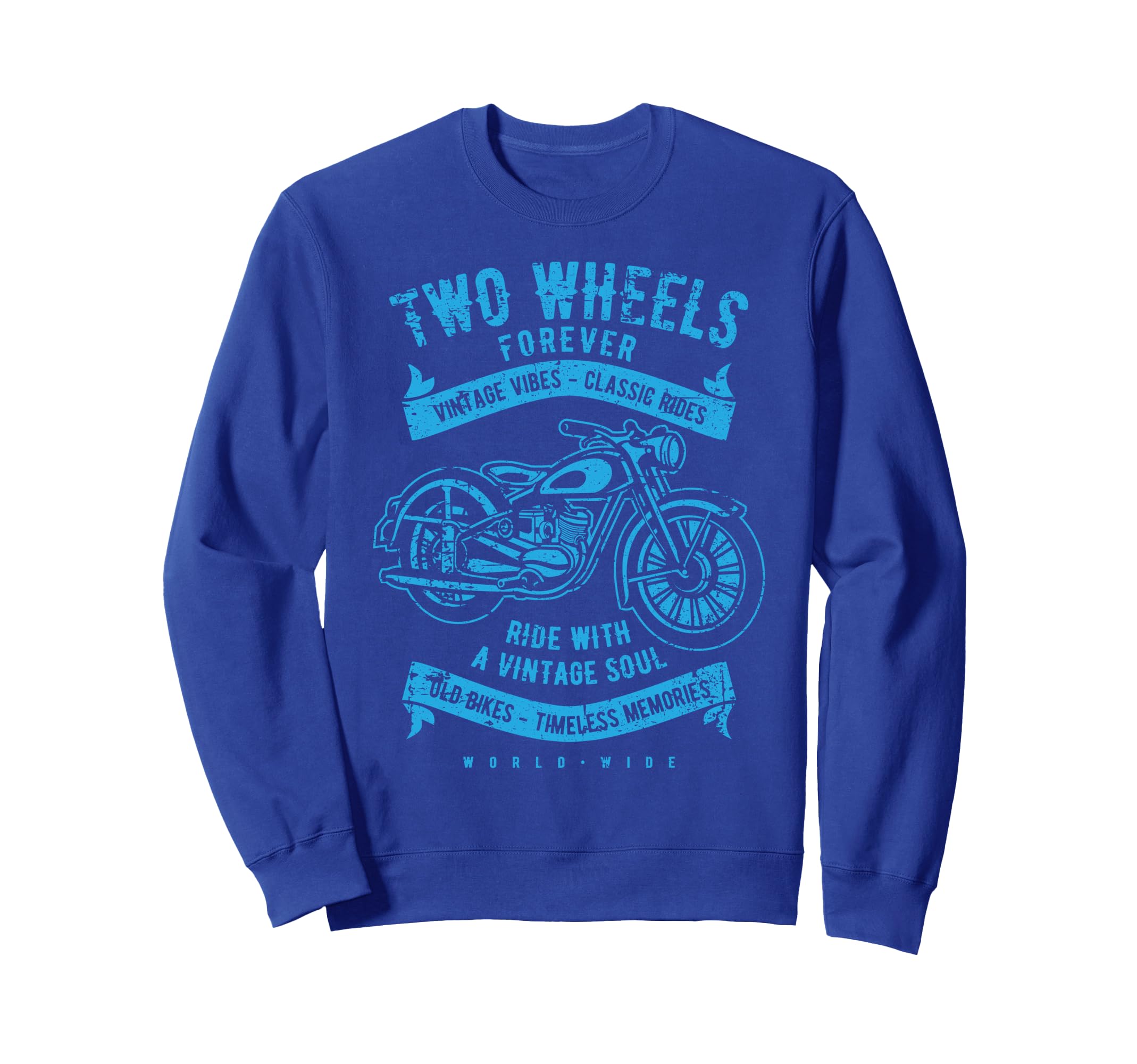 Two Wheels Forever Motorcycle Sweatshirt - Custom Art Print for Adults - T-Shirt, Sweatshirt, Hoodie