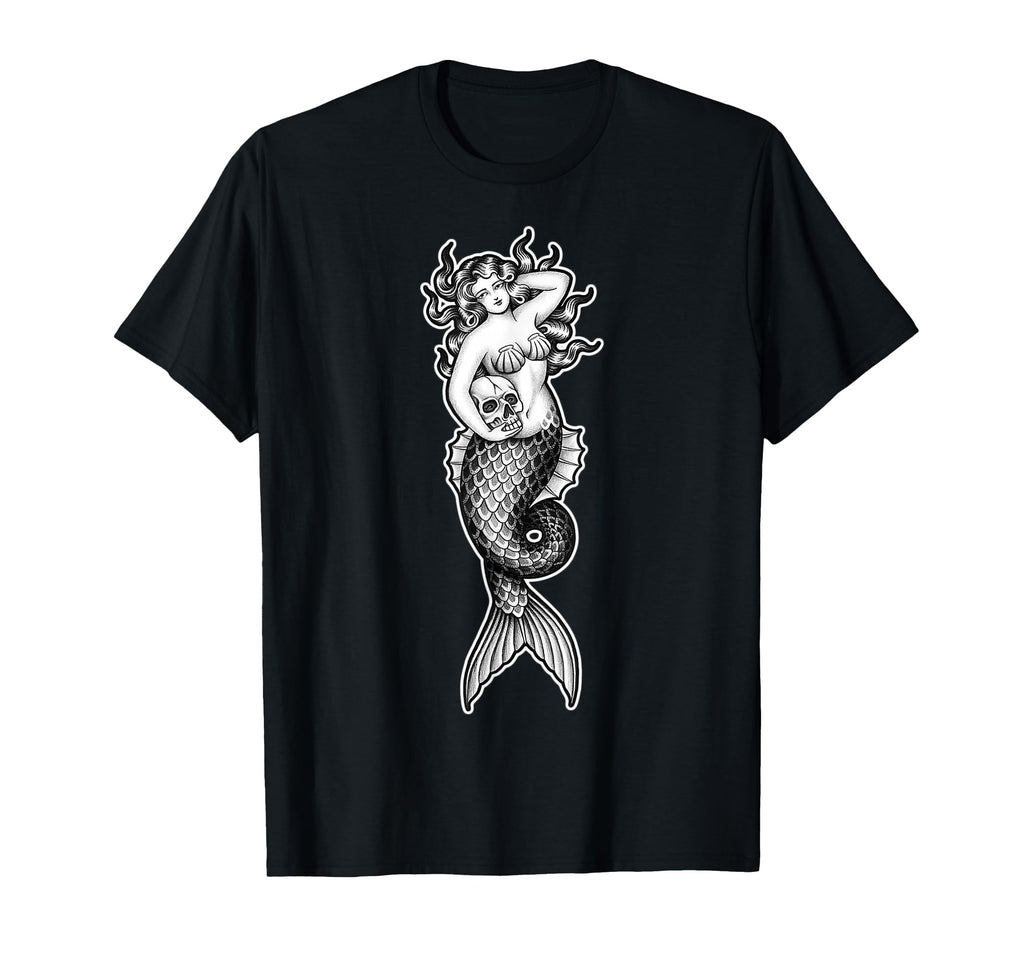 Mermaid Siren Pin Up Skull T-Shirt - Fun Novelty Design Men Women - T-Shirt, Sweatshirt, Hoodie