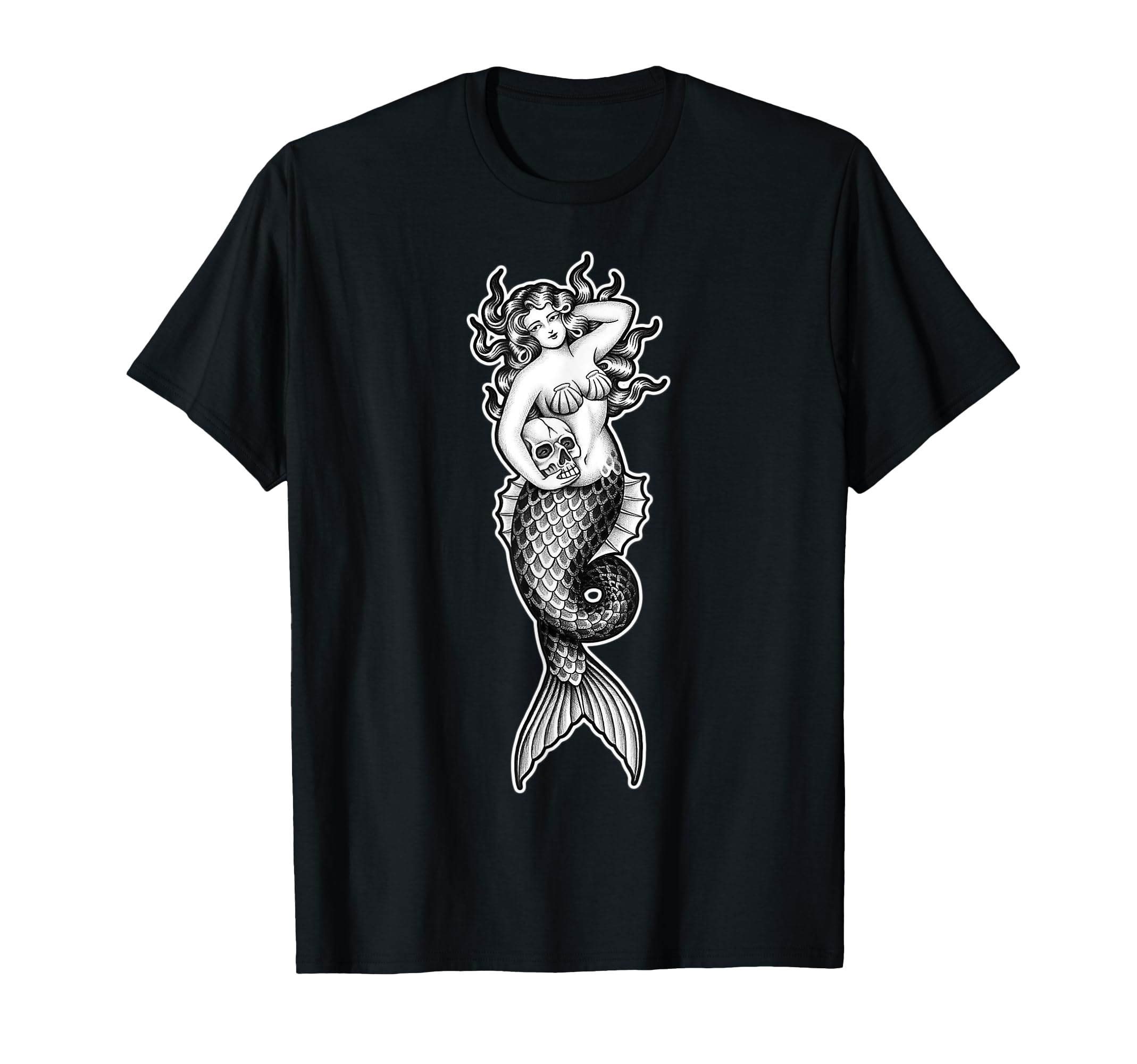 Mermaid Siren Pin Up Skull T-Shirt - Fun Novelty Design Men Women - T-Shirt, Sweatshirt, Hoodie