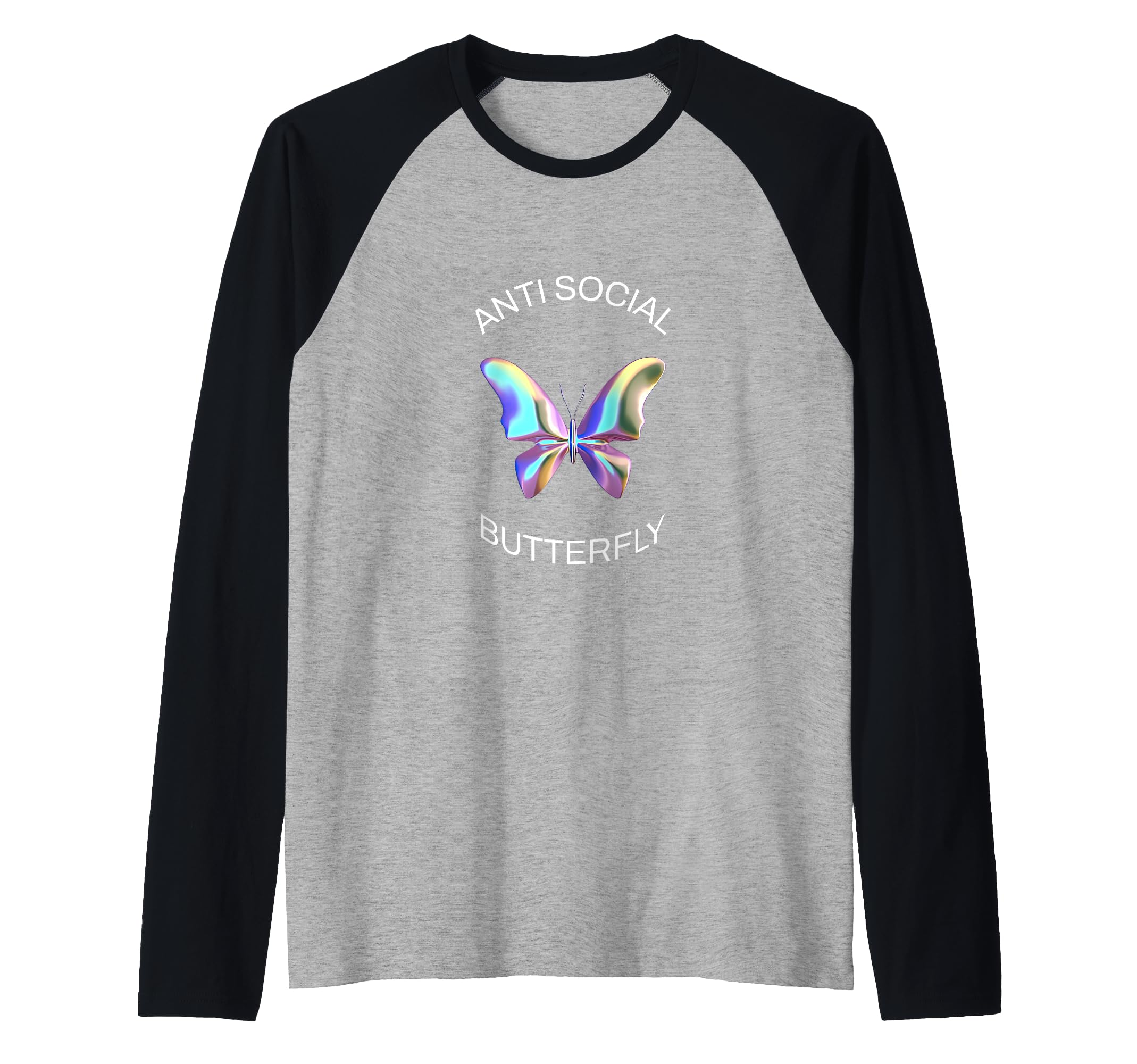 Anti Social Butterfly Introverts Raglan T-Shirt - Aesthetic Graphic Unisex - T-Shirt, Sweatshirt, Hoodie