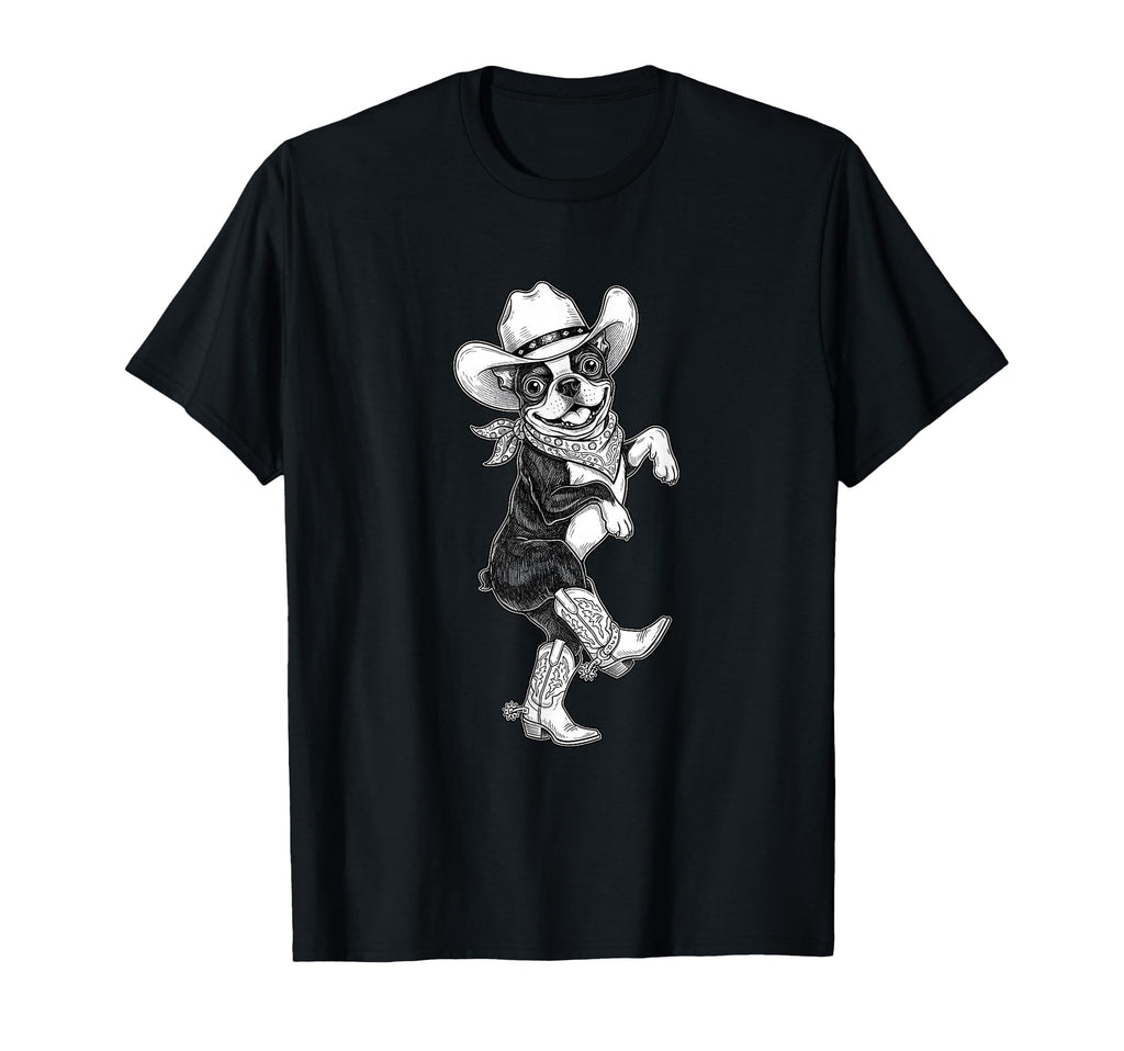 Howdy Boston Terrier Cowboy Western T-Shirt - Aesthetic Graphic Unisex - T-Shirt, Sweatshirt, Hoodie