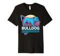 English Bulldog Synthwave Aesthetic T-Shirt - Fun Novelty Design Men Women - T-Shirt, Sweatshirt, Hoodie