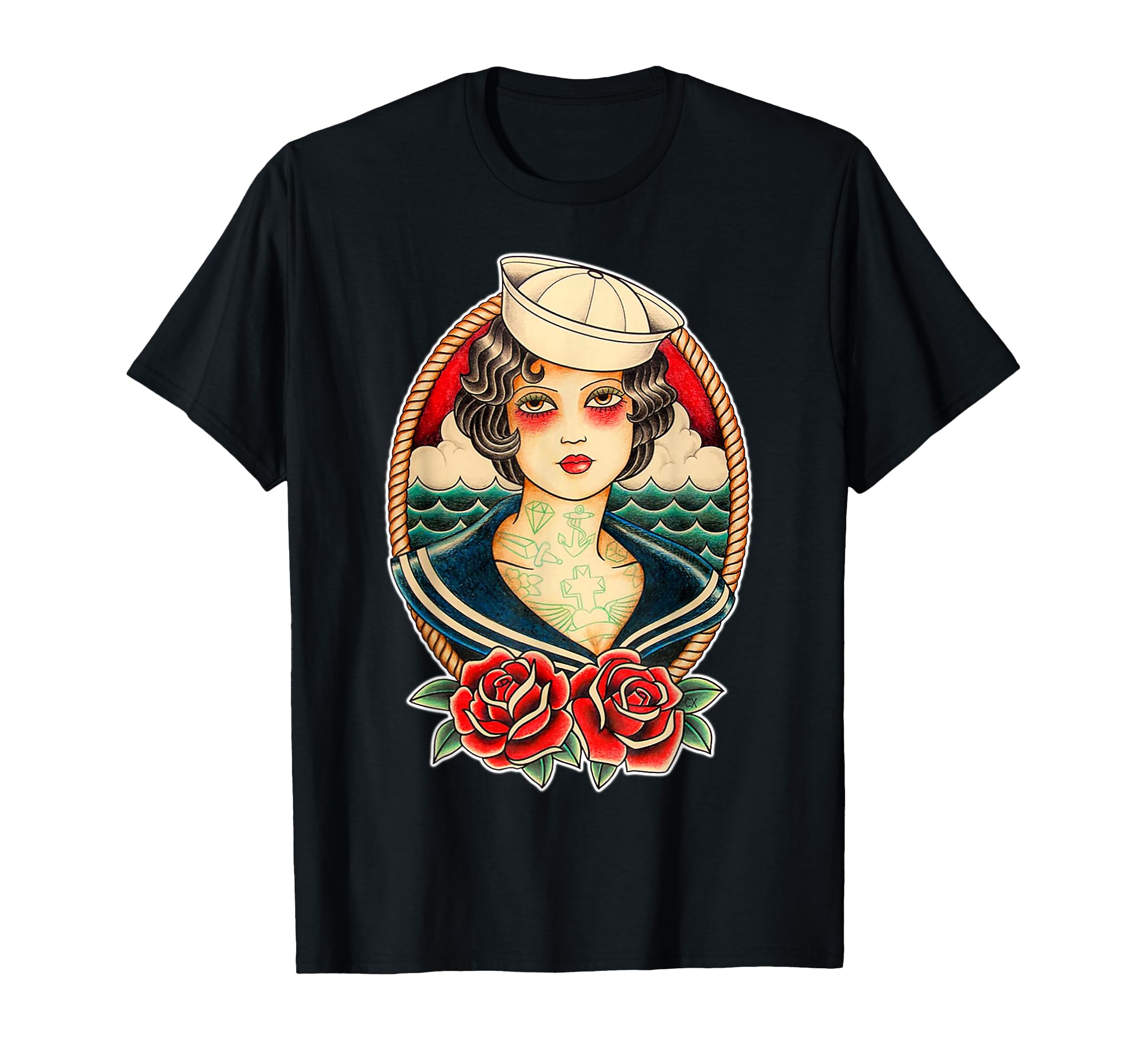 Tattooed Pin Up Sailor Pretty T-Shirt - Unique Graphic Men Women - T-Shirt, Sweatshirt, Hoodie