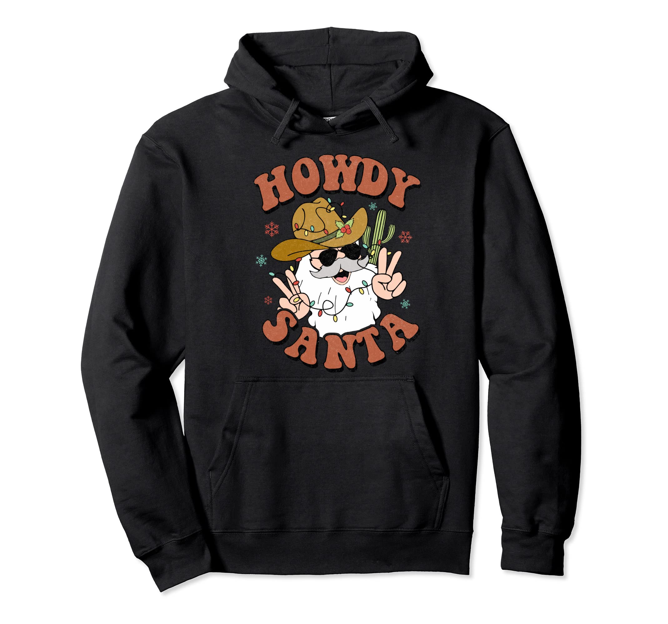 Howdy Santa Cowboy Santa Cowboy Western Hoodie - Graphic Print for Adults - T-Shirt, Sweatshirt, Hoodie