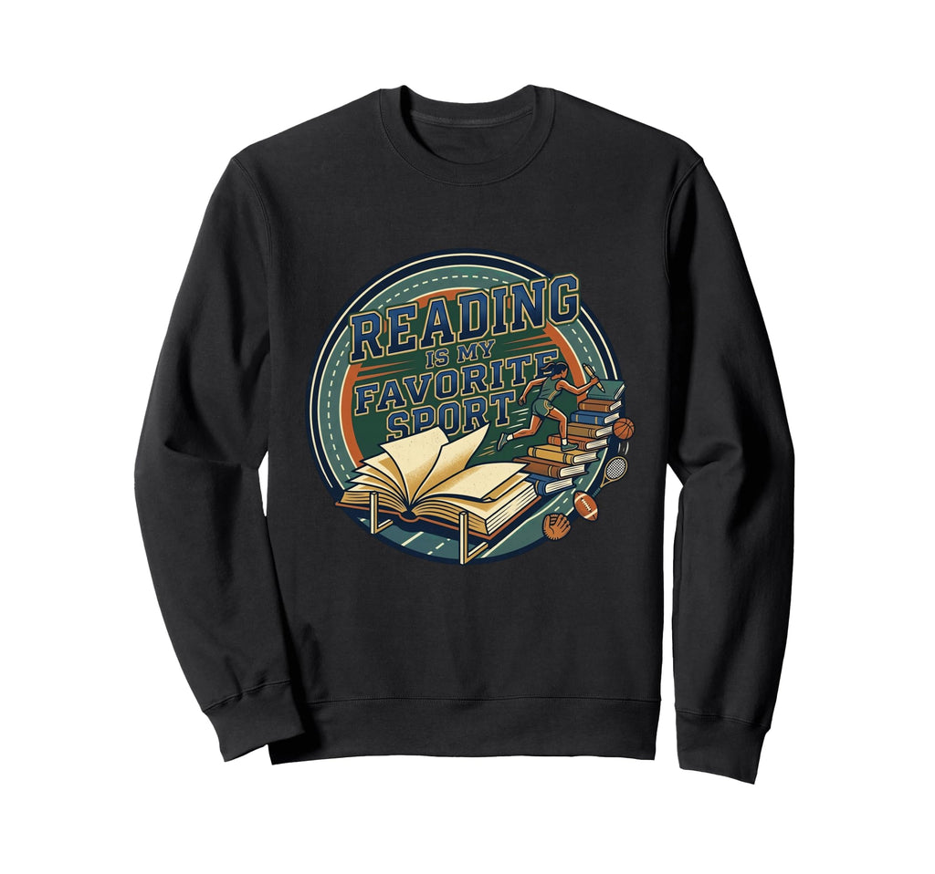 Reading Is My Favorite Sport Varsity Sweatshirt - Minimalist Print Unisex - T-Shirt, Sweatshirt, Hoodie