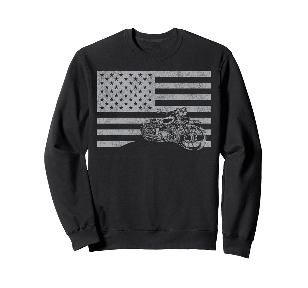 Motorcycle Biker American Flag Sweatshirt - Fun Novelty Design Unisex - T-Shirt, Sweatshirt, Hoodie