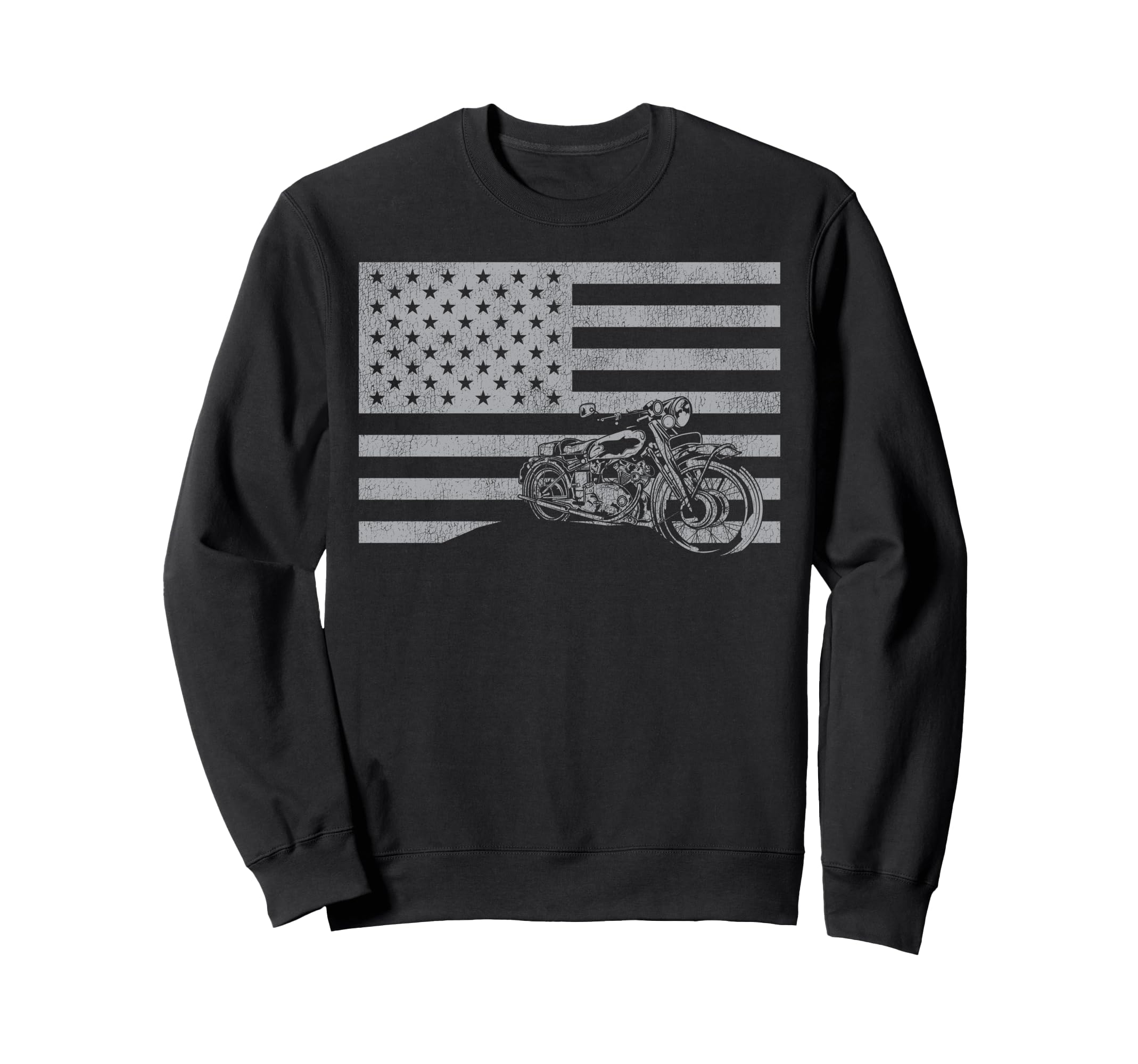 Motorcycle Biker American Flag Sweatshirt - Fun Novelty Design Unisex - T-Shirt, Sweatshirt, Hoodie