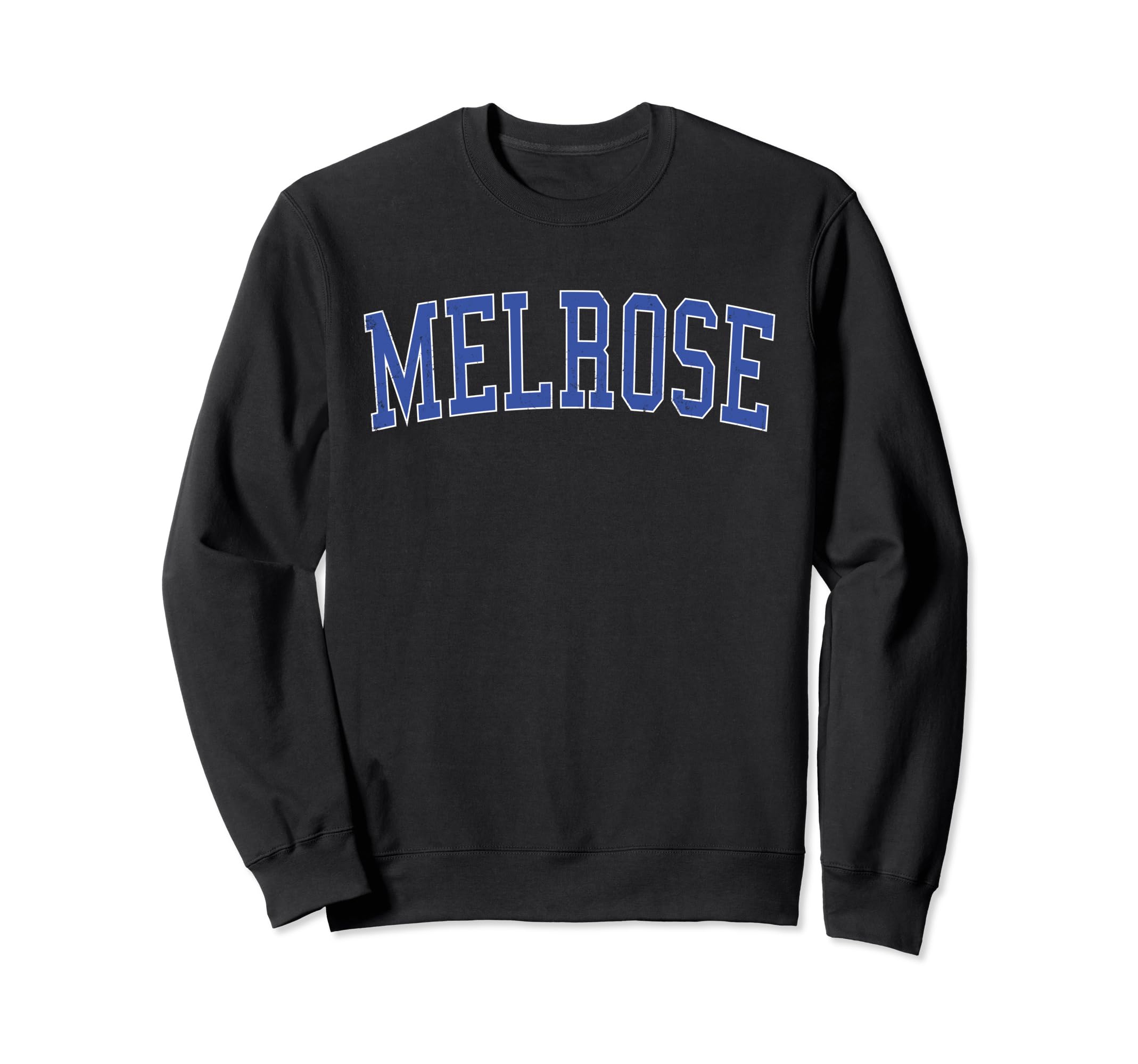Melrose Ma Distressed Blue Varsity Sweatshirt - Unique Graphic Men Women - T-Shirt, Sweatshirt, Hoodie