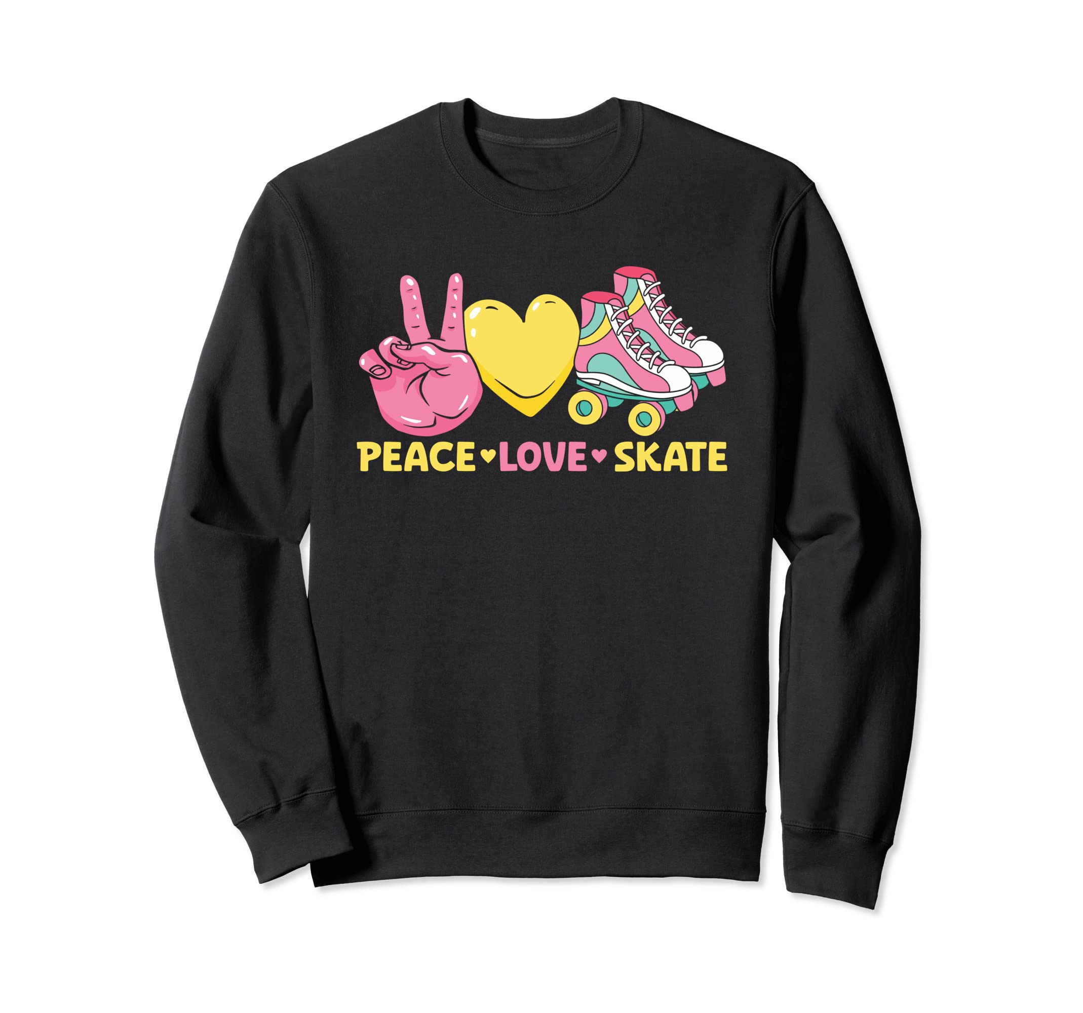 Roller Skating Teen Peace Love Sweatshirt - Unique Graphic for Adults - T-Shirt, Sweatshirt, Hoodie
