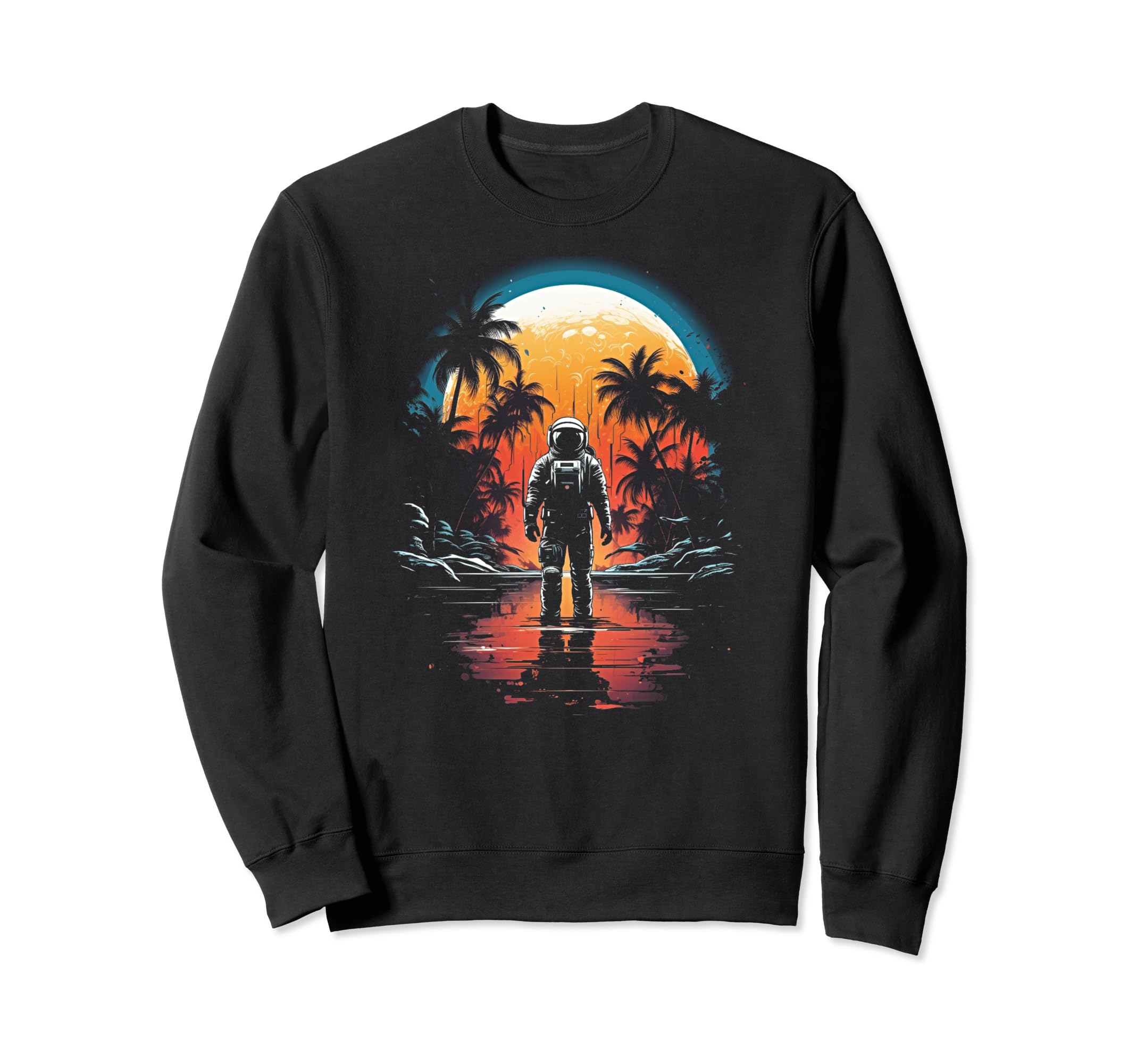 Synthwave Astronaut Cyberpunk Sweatshirt - Casual Everyday Wear Men Women - T-Shirt, Sweatshirt, Hoodie