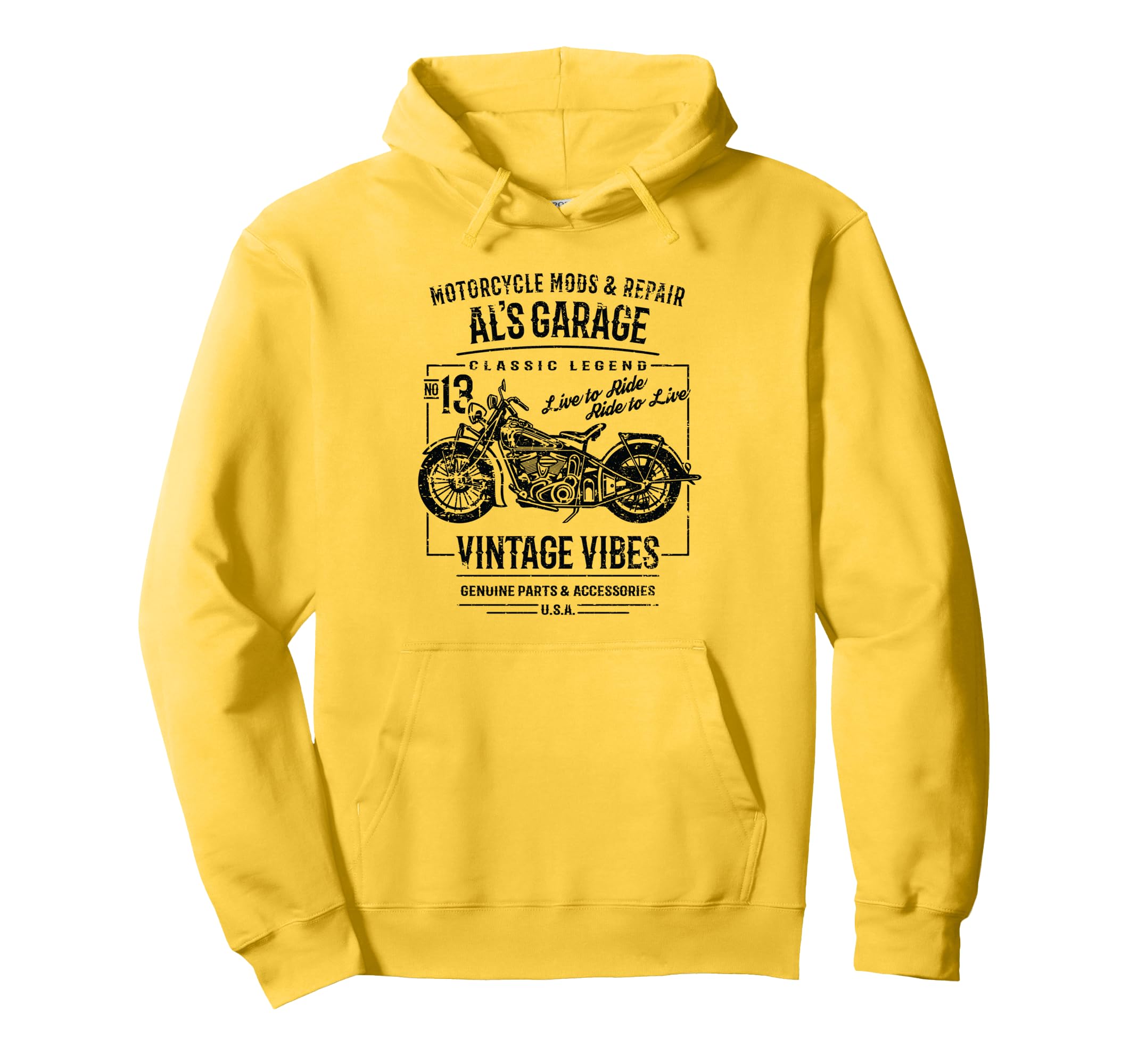 Als Garage Motorcycle Name Al Hoodie - Graphic Print for Adults - T-Shirt, Sweatshirt, Hoodie