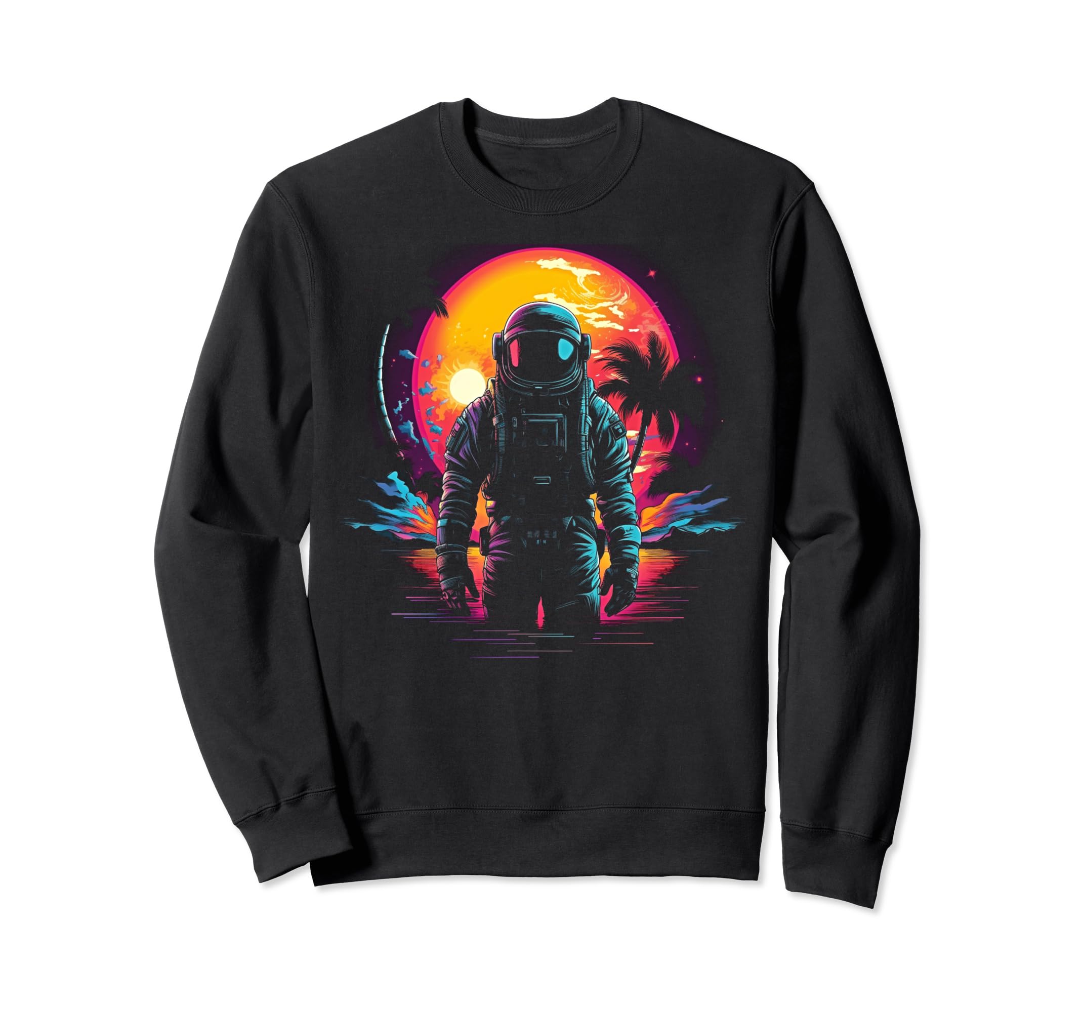 Synthwave Astronaut Cyberpunk 80S Sweatshirt - Fun Novelty Design Unisex - T-Shirt, Sweatshirt, Hoodie