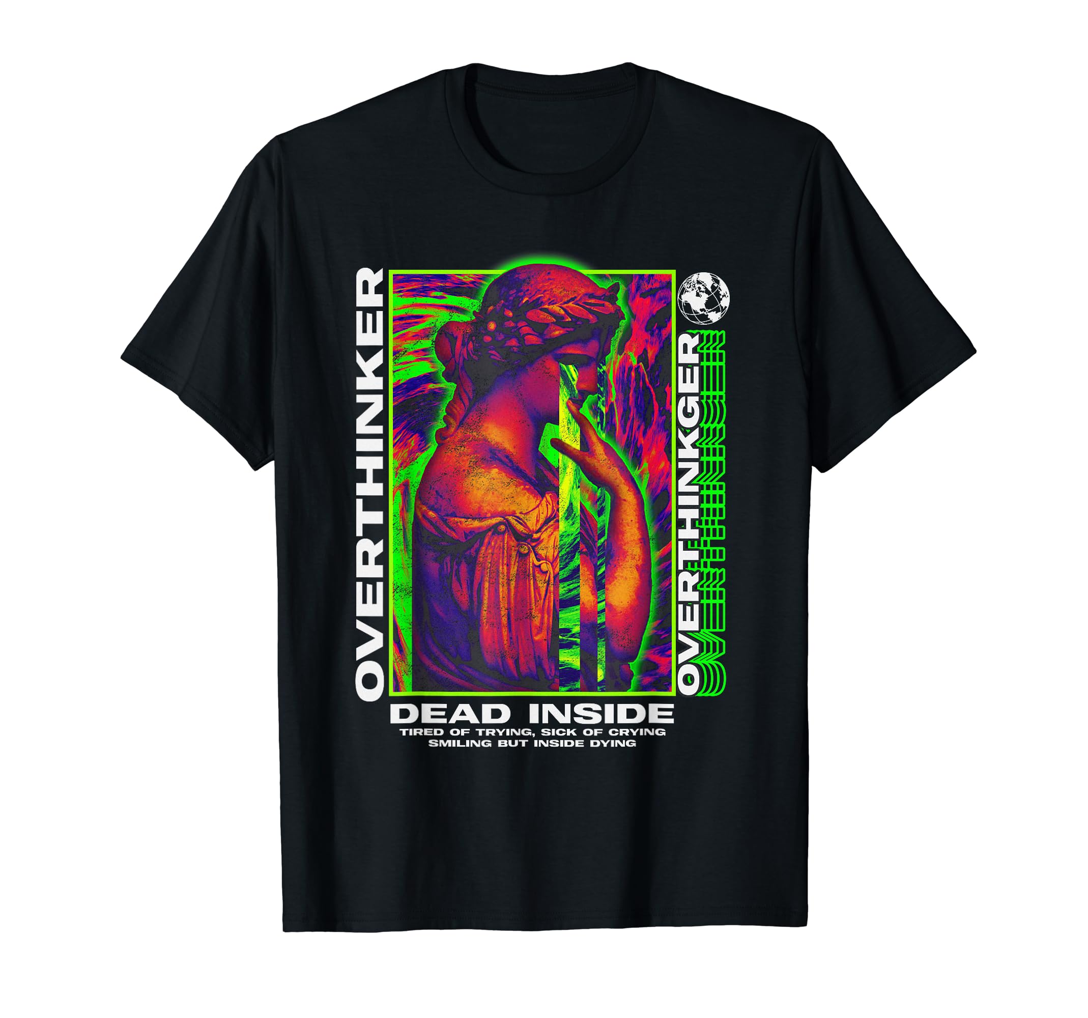 Overthinker Sculpture Sad Aesthetic T-Shirt - Novelty Apparel for Adults - T-Shirt, Sweatshirt, Hoodie