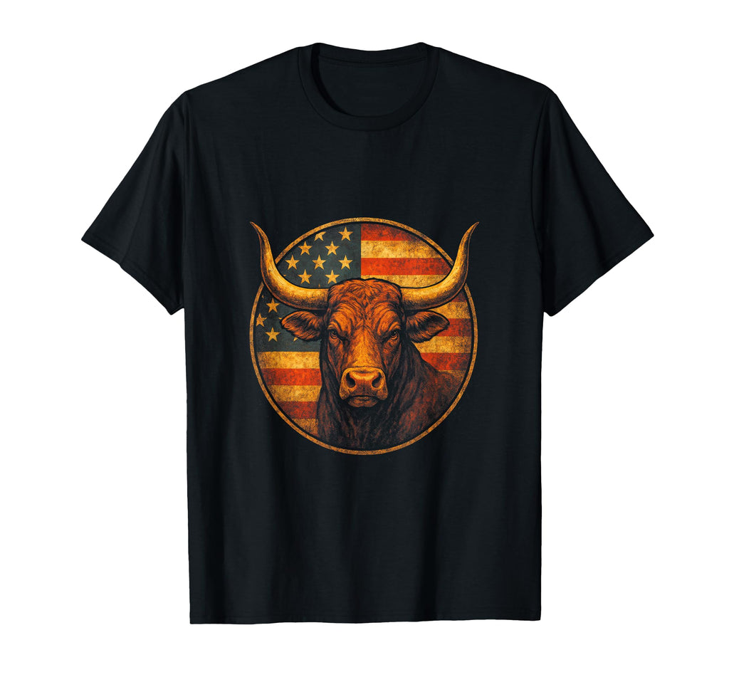 Bull Flag Cowboy Western Art T-Shirt - Novelty Apparel Men Women - T-Shirt, Sweatshirt, Hoodie