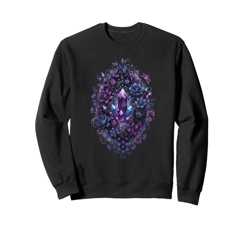Purple Crystal Bouquet Mystic Floral Sweatshirt - Unique Graphic Men Women - T-Shirt, Sweatshirt, Hoodie