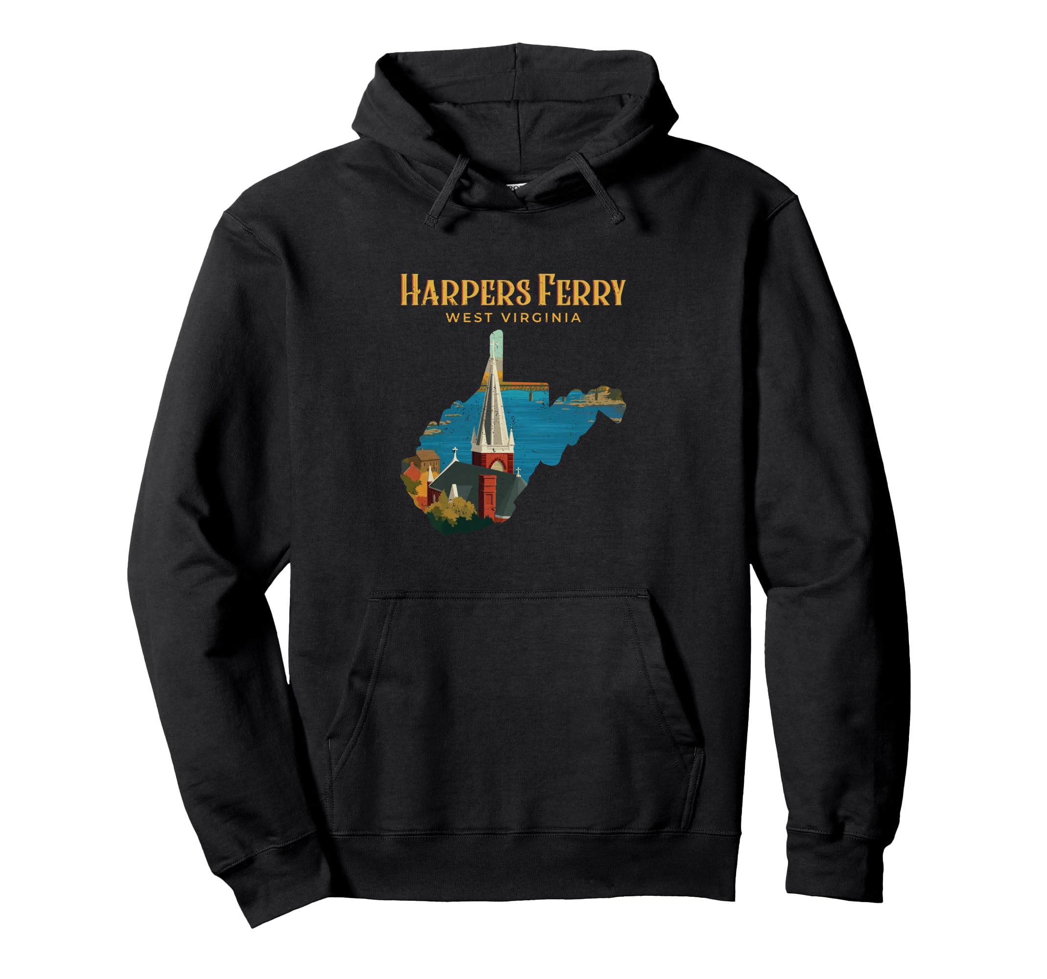Harpers Ferry Landscape West Hoodie - Aesthetic Graphic for Adults - T-Shirt, Sweatshirt, Hoodie
